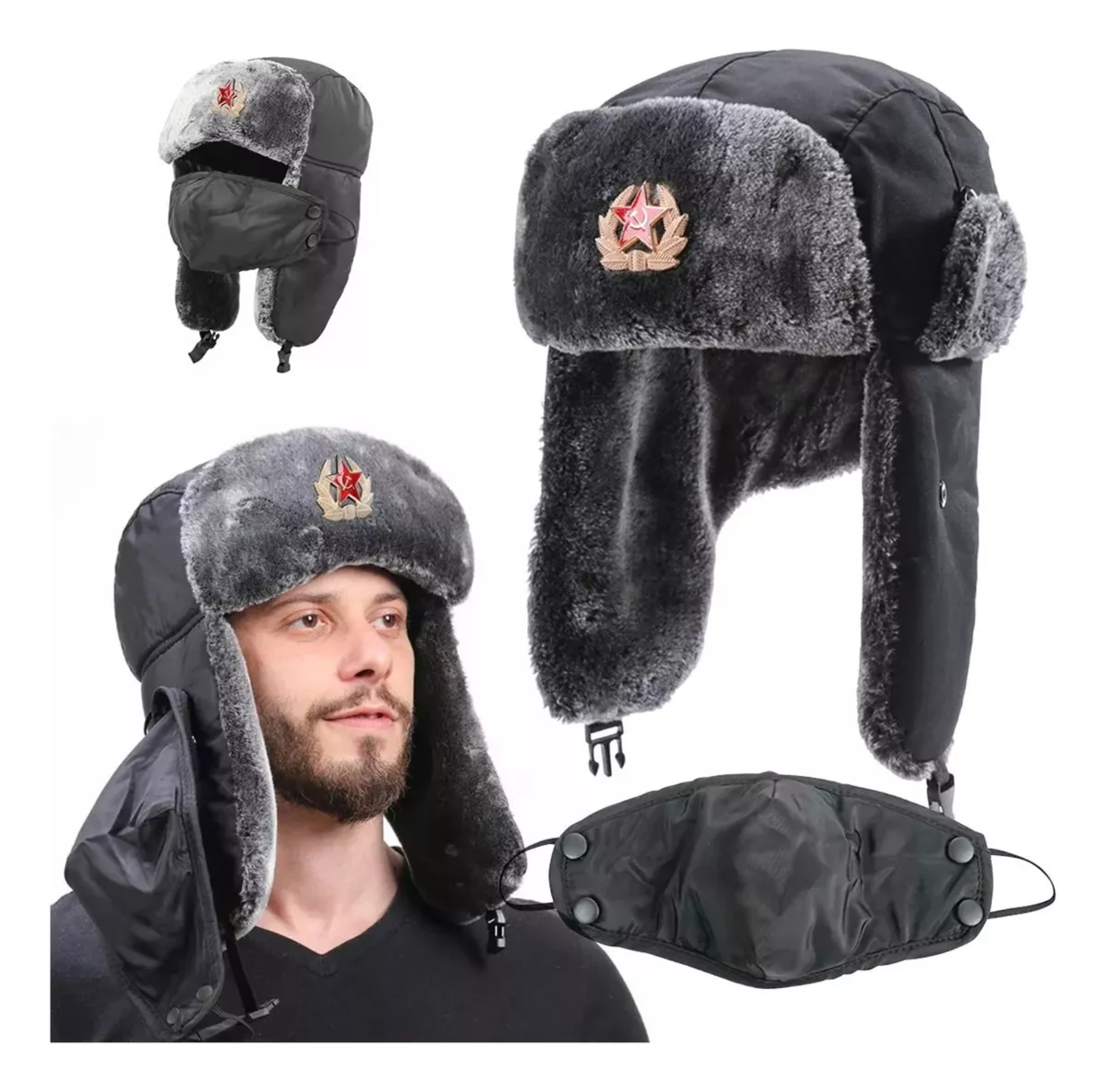 Gorro Ruso Térmico Esquí Aviador Cubre Cara Invierno