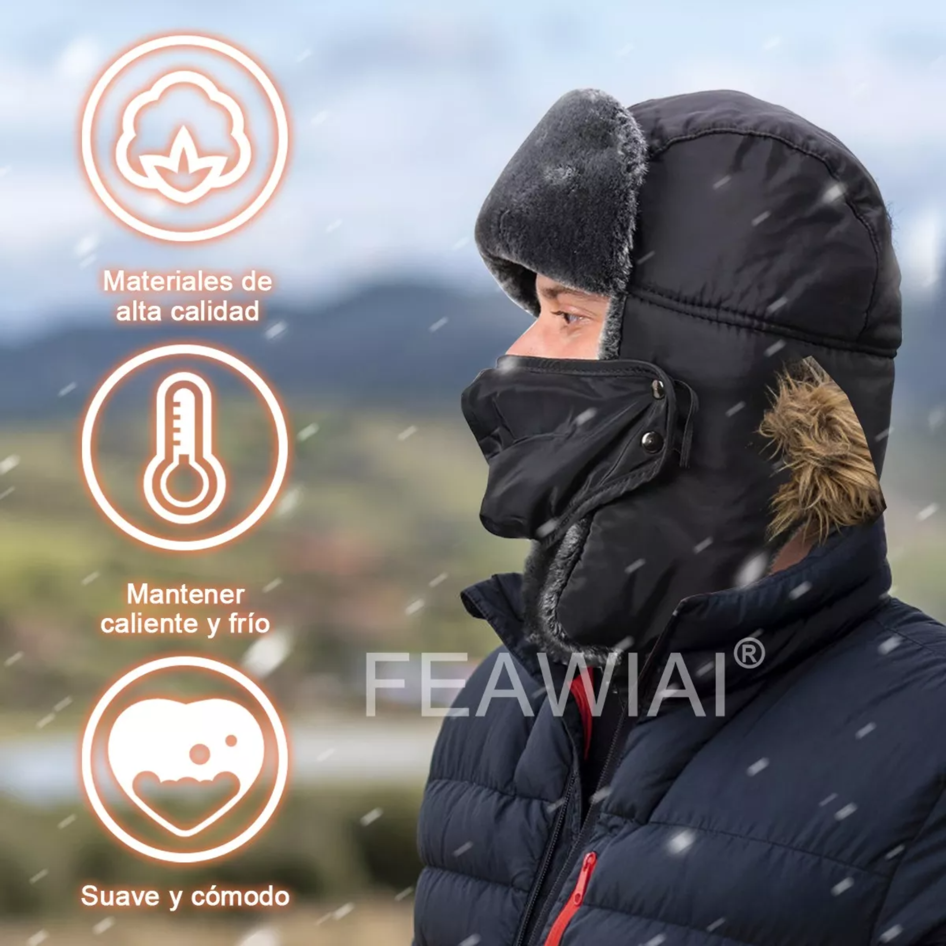 Gorro Ruso Térmico Esquí Aviador Cubre Cara Invierno
