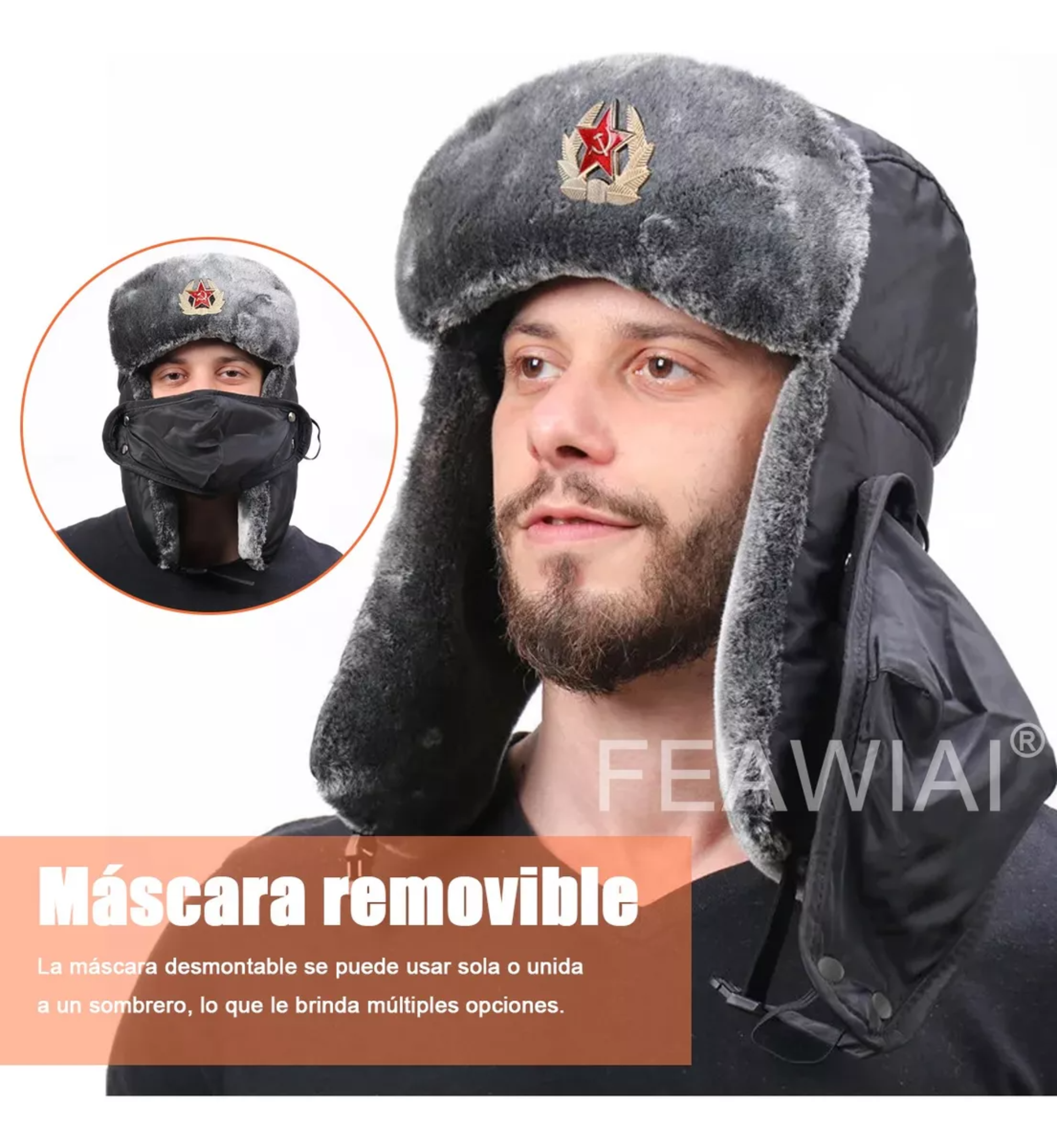 Gorro Ruso Térmico Esquí Aviador Cubre Cara Invierno