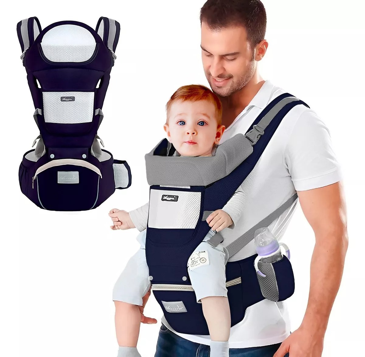 Cangurera Portabebé Mochila Multifuncional Con Asiento Bebé