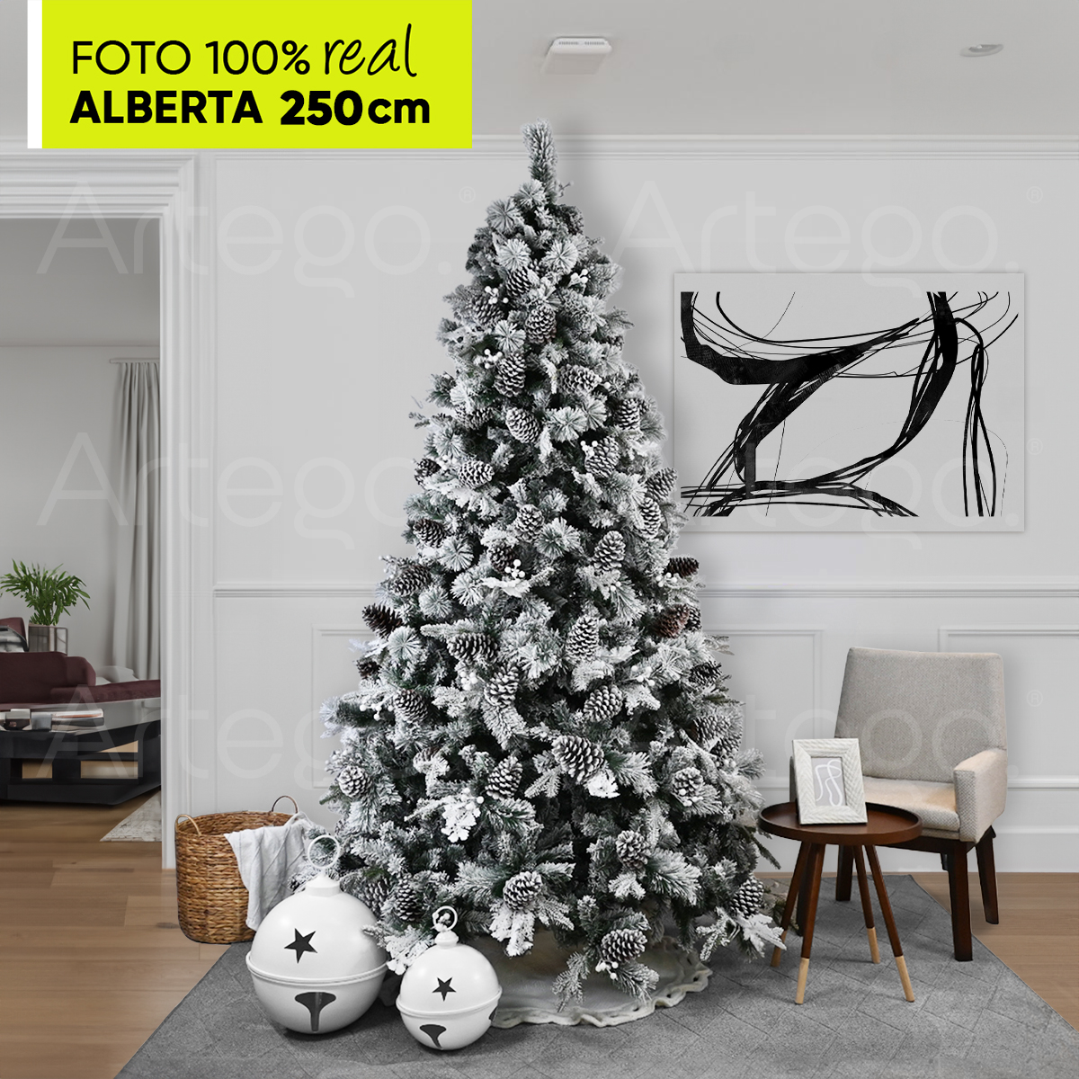 Árbol De Navidad Nevado 2.50m Premium * Piñas Gigantes * Alberta Spruce Artego Maleta De Almacenamiento Christmas Tree Decoración Navideña