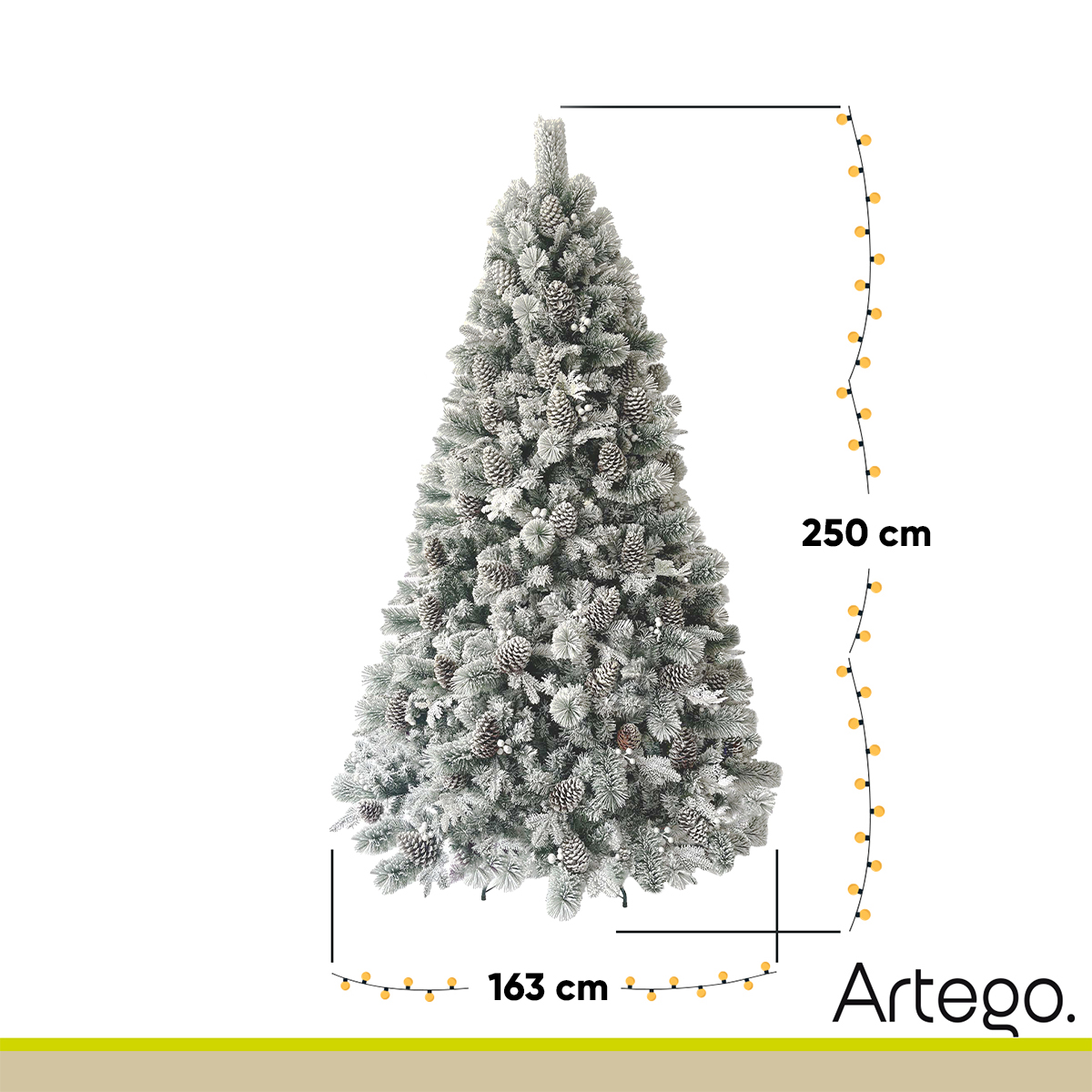 Árbol De Navidad Nevado 2.50m Premium * Piñas Gigantes * Alberta Spruce Artego Maleta De Almacenamiento Christmas Tree Decoración Navideña