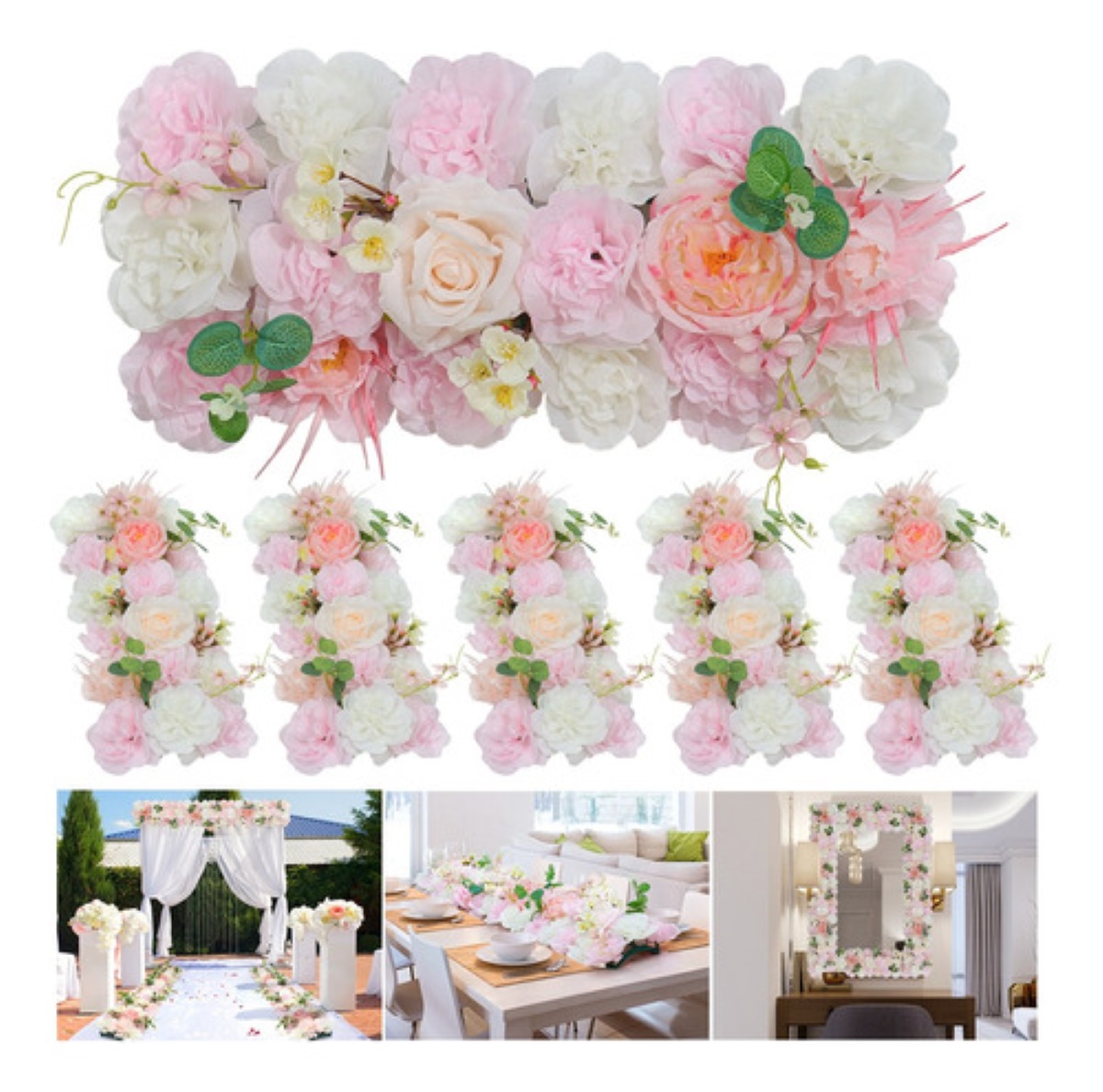 Flores para Centro De Mesa De Comedor De Boda Con Arco 6 pzs, rosa palo