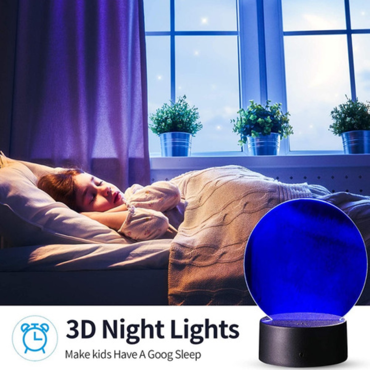 Base De Lámpara Led 3d De 4 Piezas Con Remoto Acrílico, negro/transparente