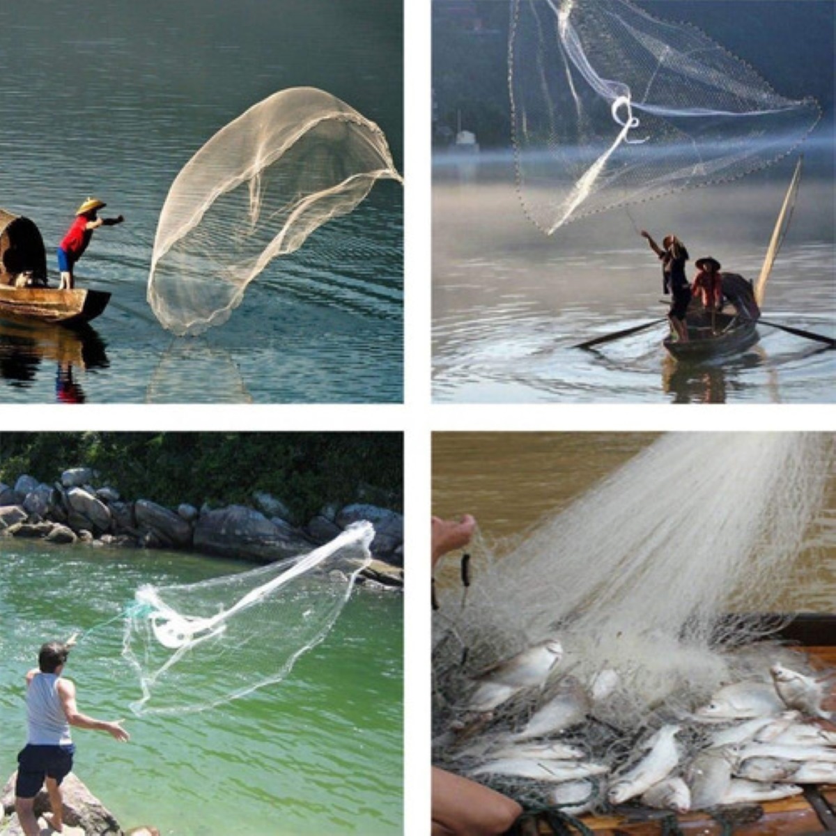 Red De Pesca De Agua Salada, Abre 3.60m, Atarraya Camaronera blanco