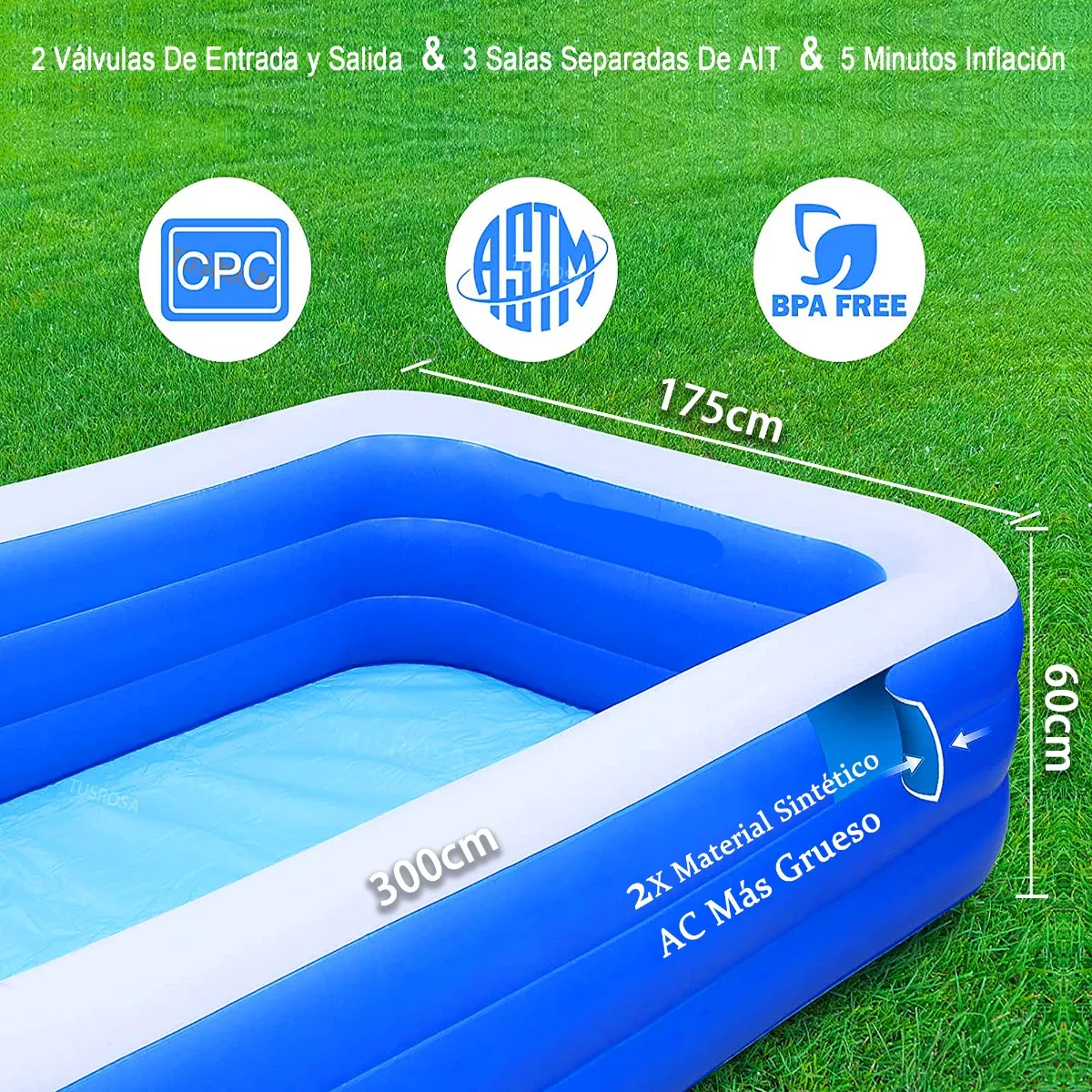 Alberca Inflable Grandes Piscinas Rectangular 300cm