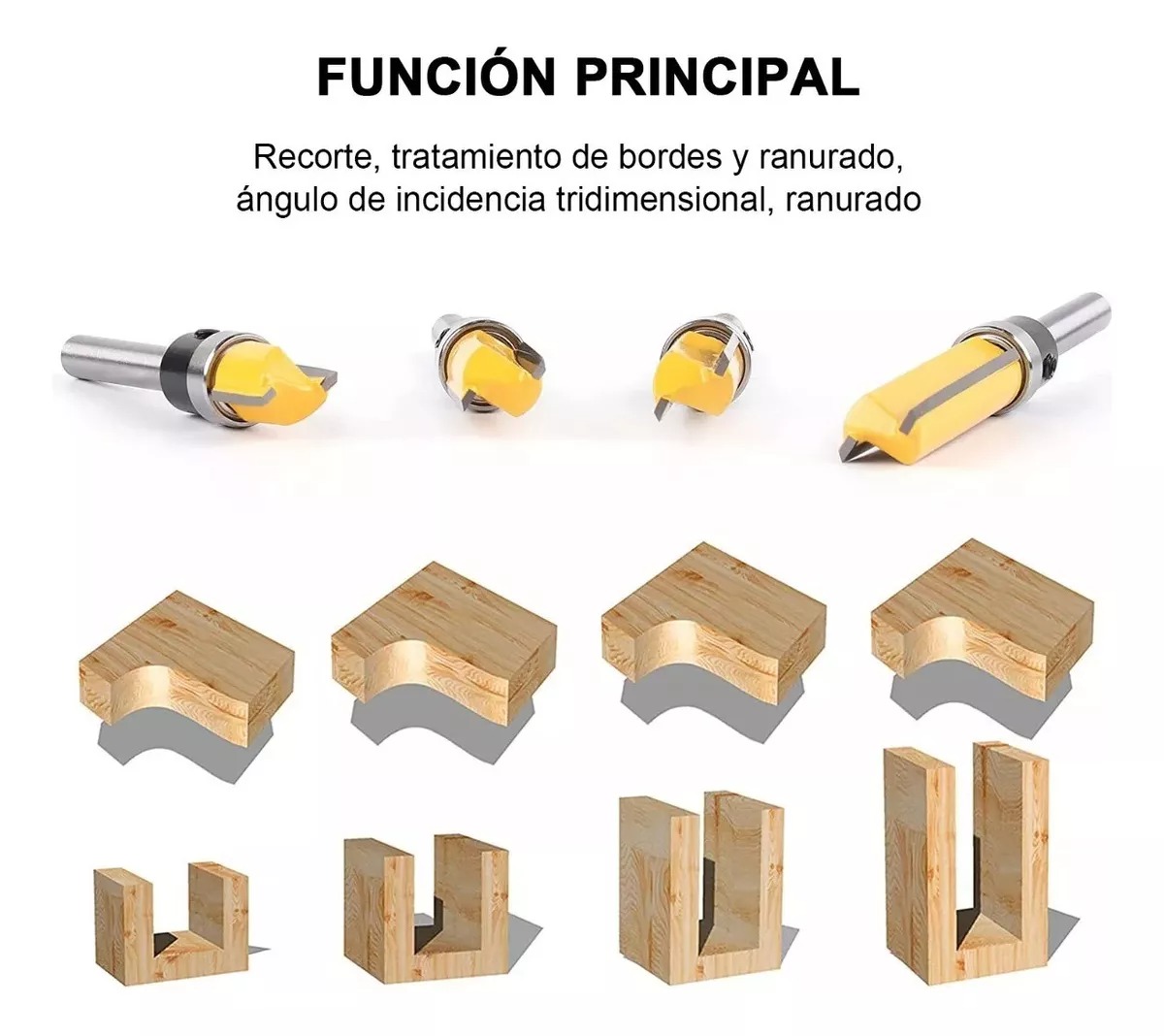 Brocas Rectas Perfiladoras Con Balero Atrás Para Router 4pcs