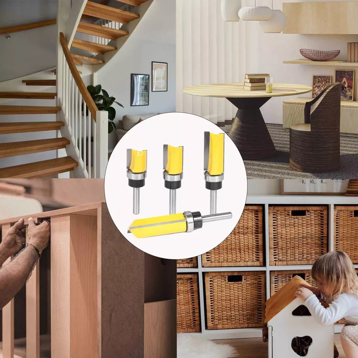 Brocas Rectas Perfiladoras Con Balero Atrás Para Router 4pcs