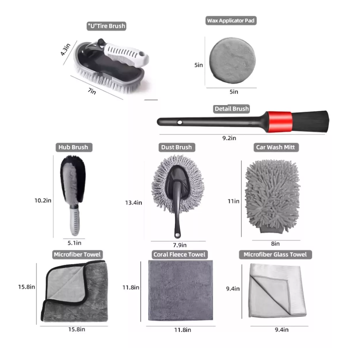 Kit Detallado Automotriz Lavado Limpieza Juego 10 Piezas