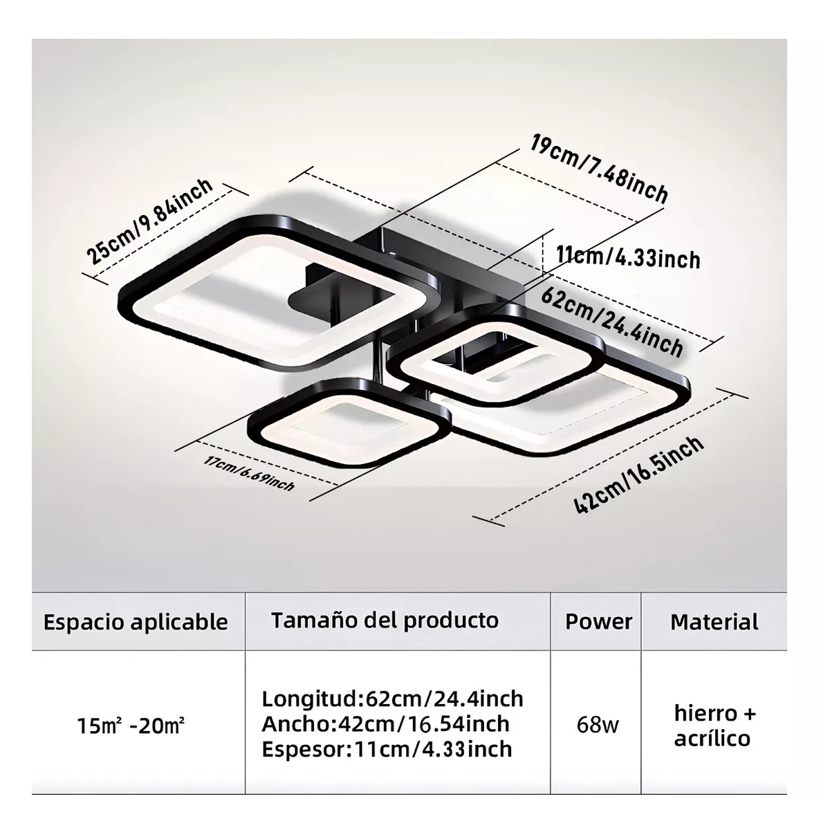 Lampara Moderna Techo Brillo Ajustable Control Remoto