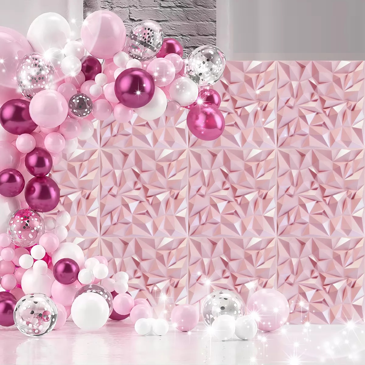 Panel Decorativo 3d De Pvc Rosa Para Pared, 50 X 50 Cm 12pcs