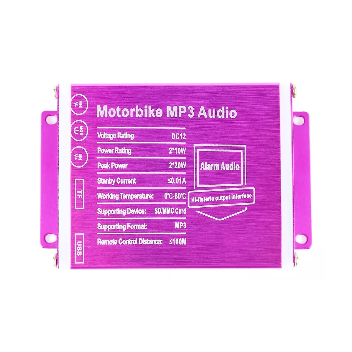 Bocina Alarma Moto Estereo A Prueba De Agua Usb/tarjeta Tf Rojo