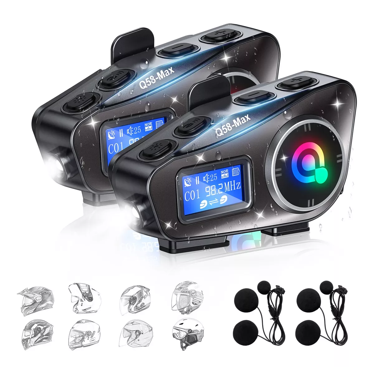 Intercomunicador Para Casco Moto Audifonos Con Bluetooth +fm