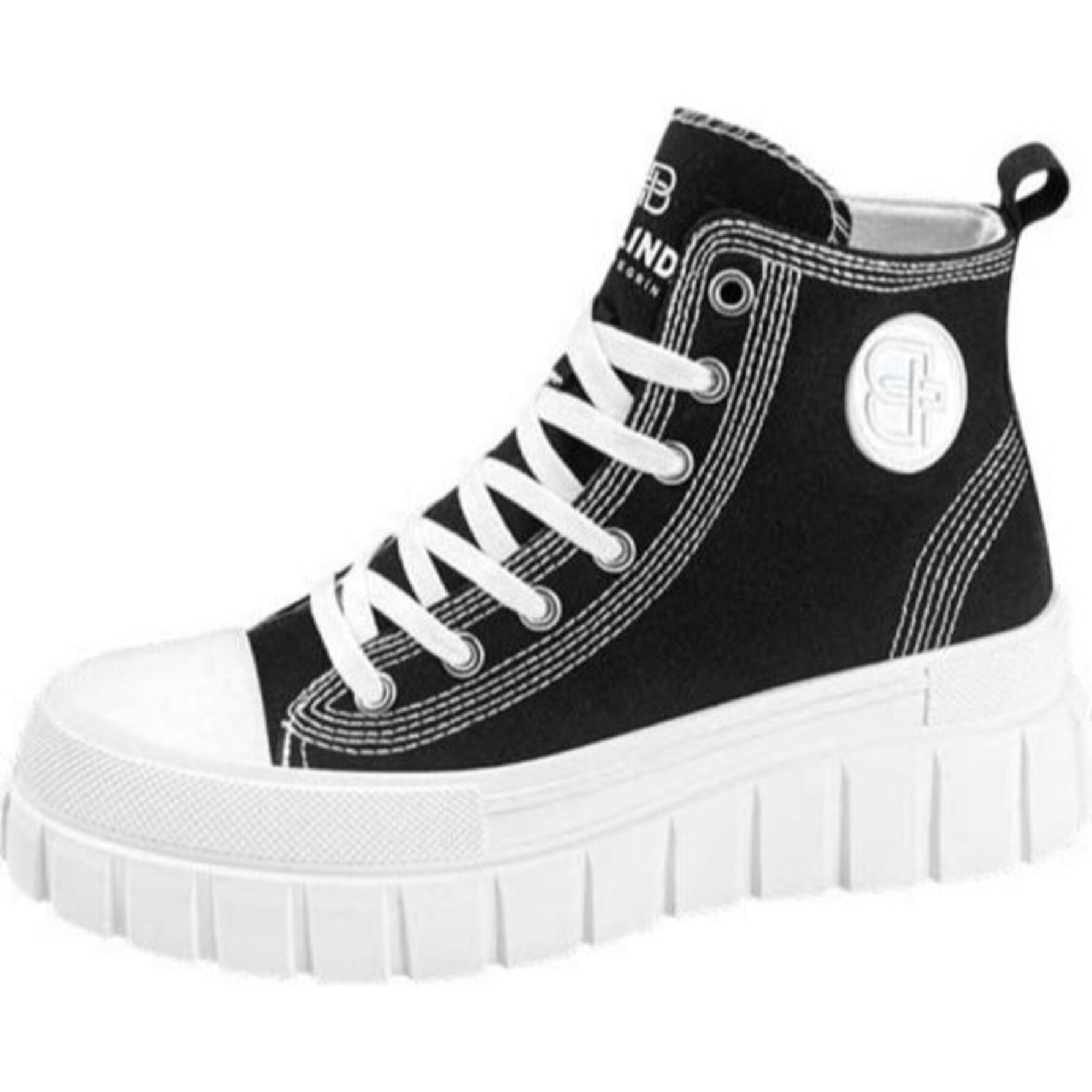 Tenis de bota para mujer, vulcanizados, color negro, con agujetas, marca Belinda Peregrin 1109375