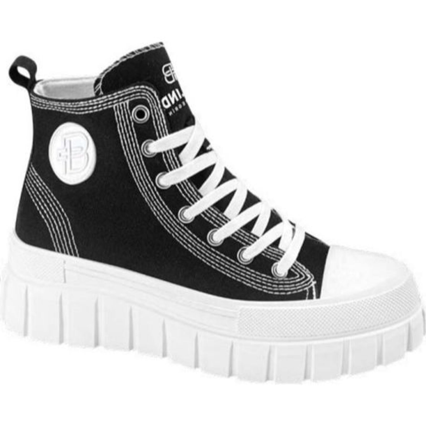 Tenis de bota para mujer, vulcanizados, color negro, con agujetas, marca Belinda Peregrin 1109375