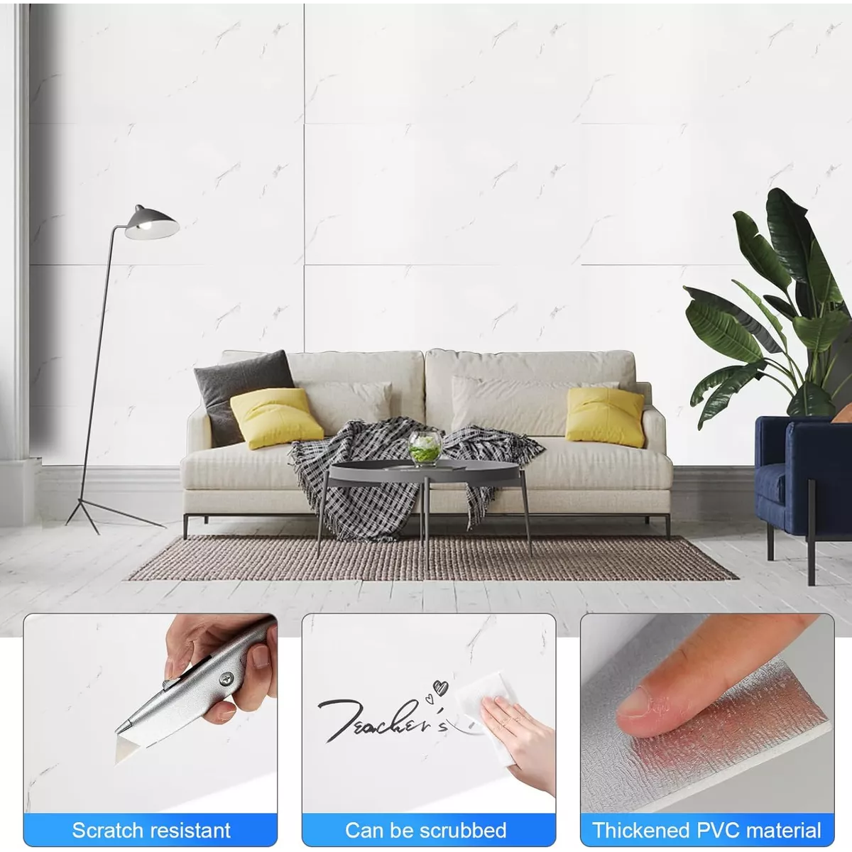 Paneles Autoadhesivos Pared Imitan Ladrillo De Mármol 20pcs Blanco