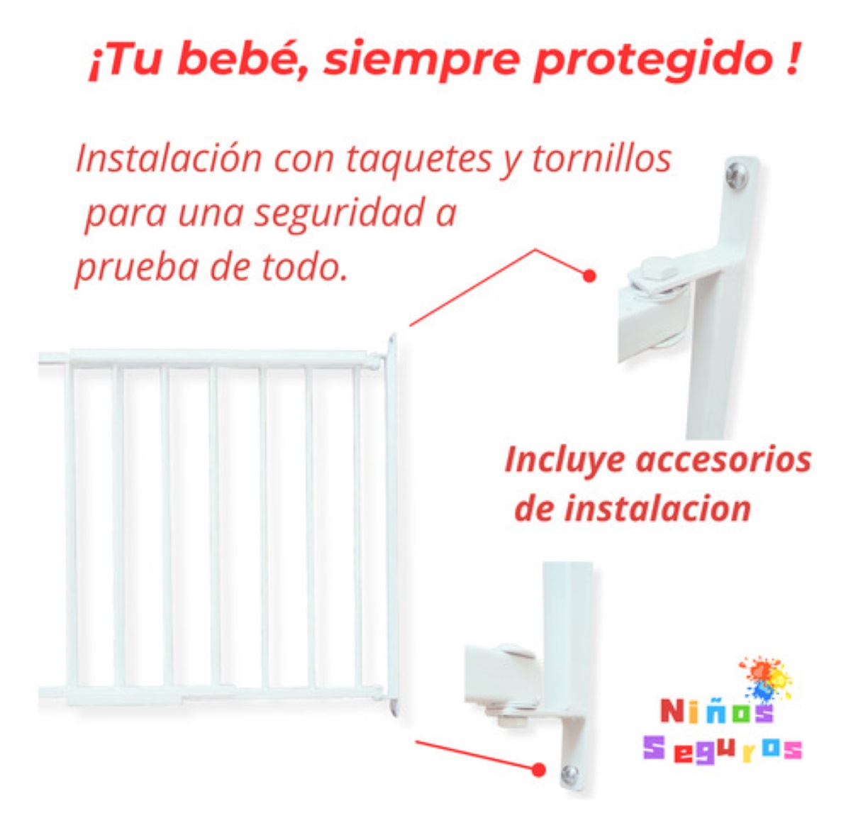 Puerta Reja Seguridad Bebes Escaleras Mascotas Expandible Bb blanco