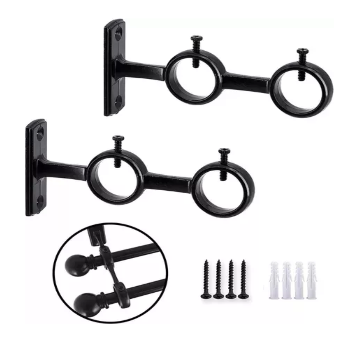 Soporte 2 Cortinero Doble Para Techos/pared Ajustable Gancho