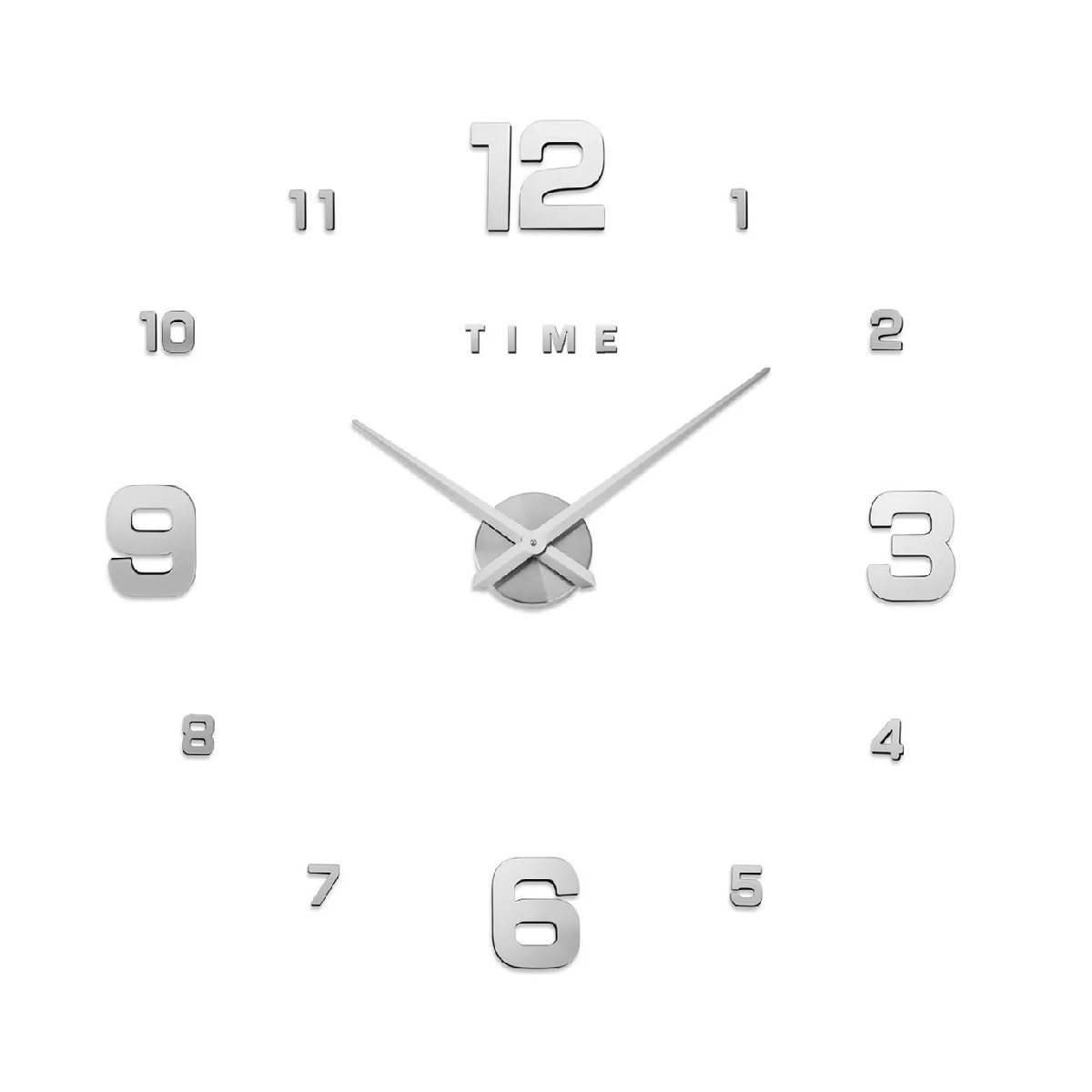 Reloj De Pared Con Diseño 3d Moderno Grande Plata Números