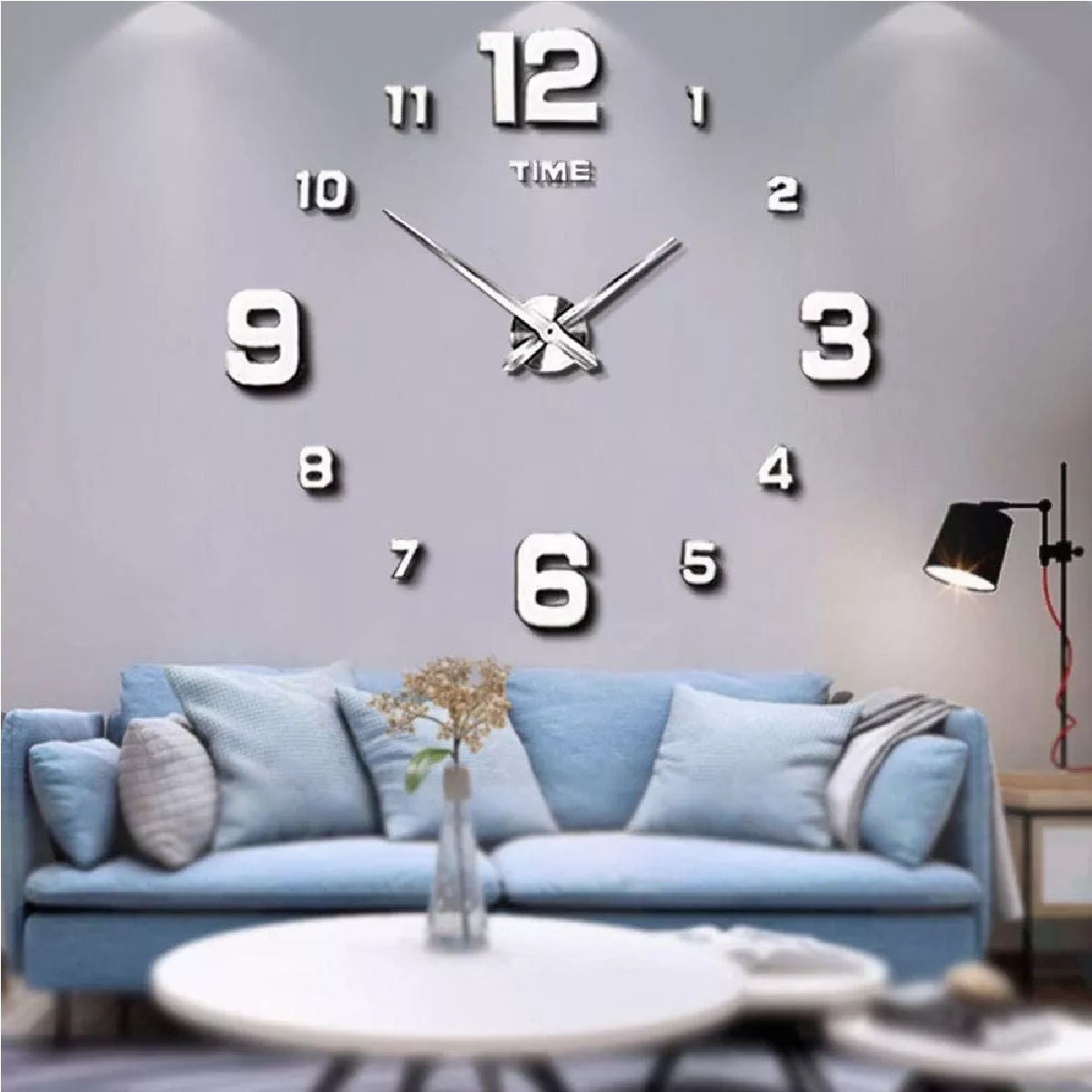 Reloj De Pared Con Diseño 3d Moderno Grande Plata Números