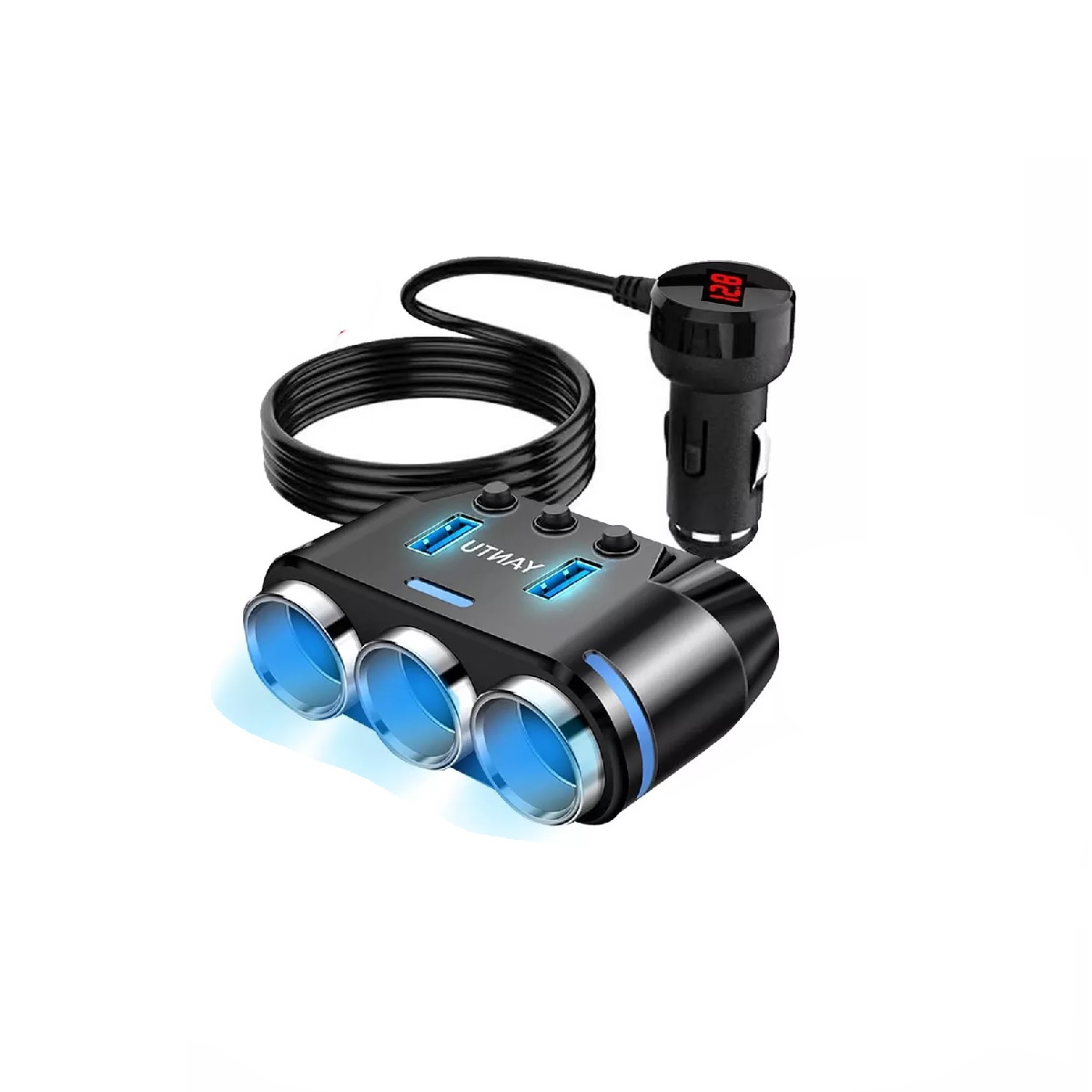 Adaptador De Mechero De 3 Tomas Divisor De Mechero Con Led