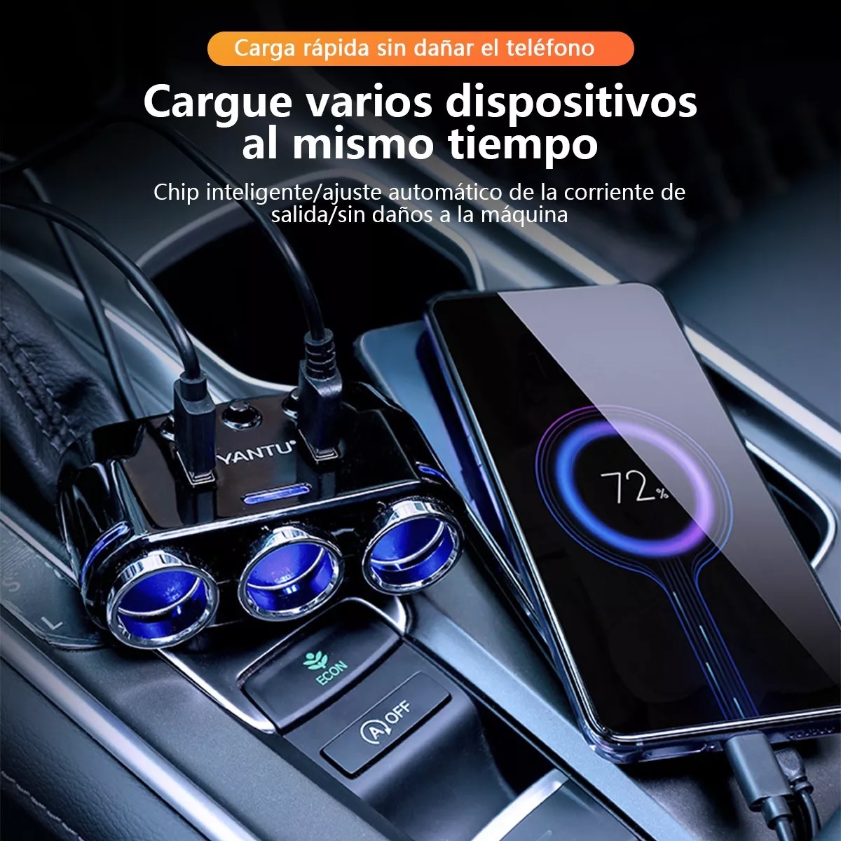 Adaptador De Mechero De 3 Tomas Divisor De Mechero Con Led