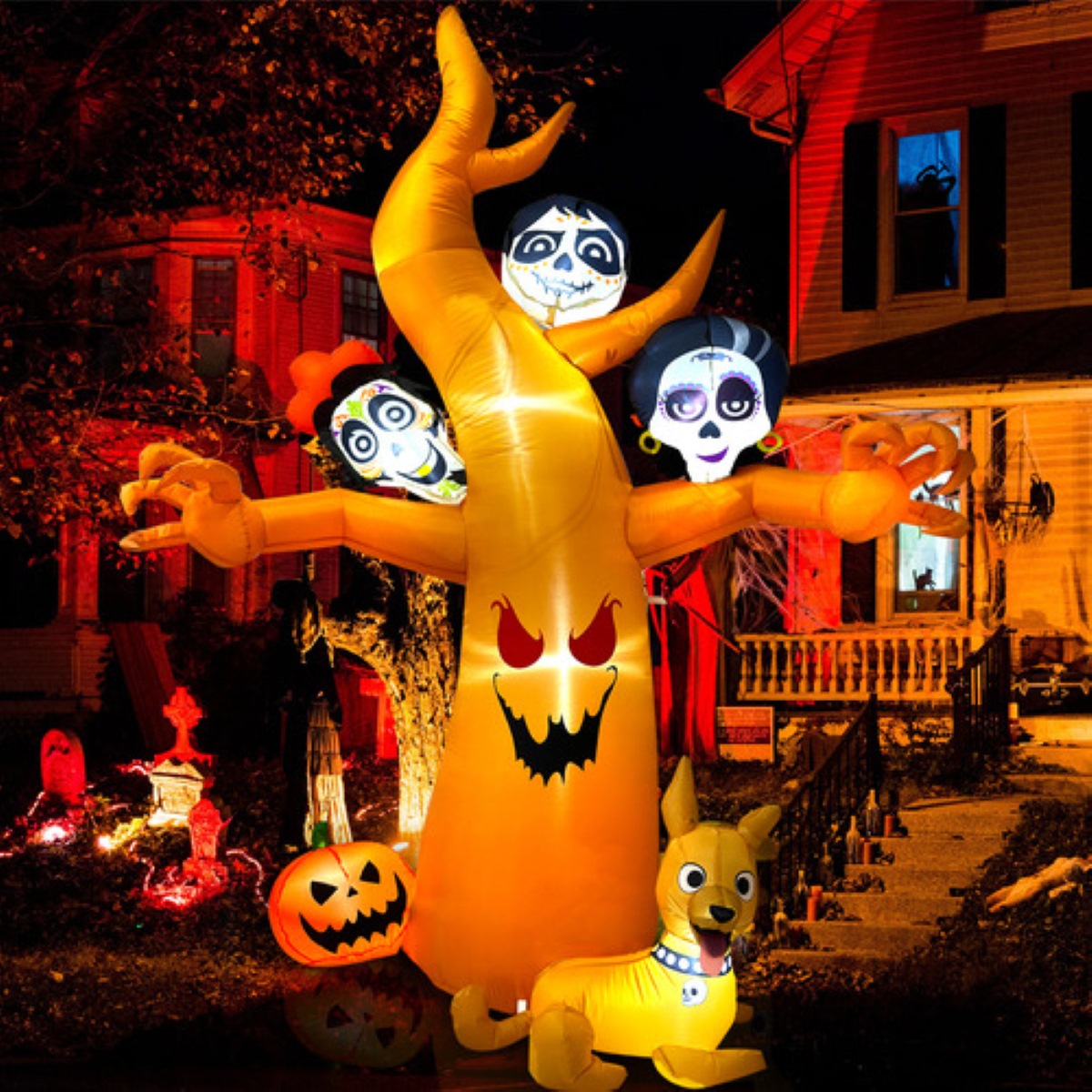 Árbol Inflable Decorativo Día De Muertos 210cm Halloween NARANJA 