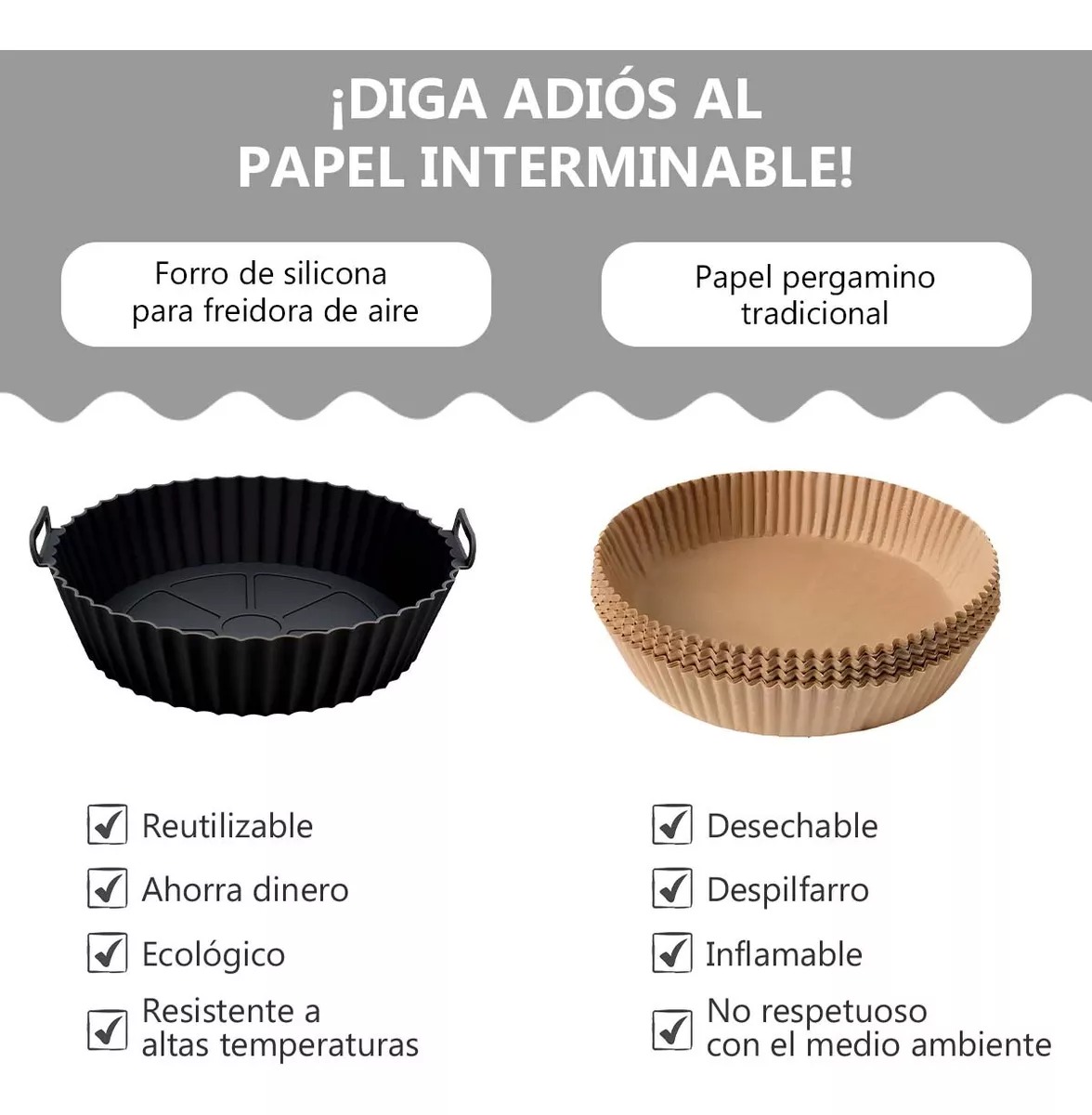 Molde Silicon Freidora Aire Circular Reutilizable 3 Piezas