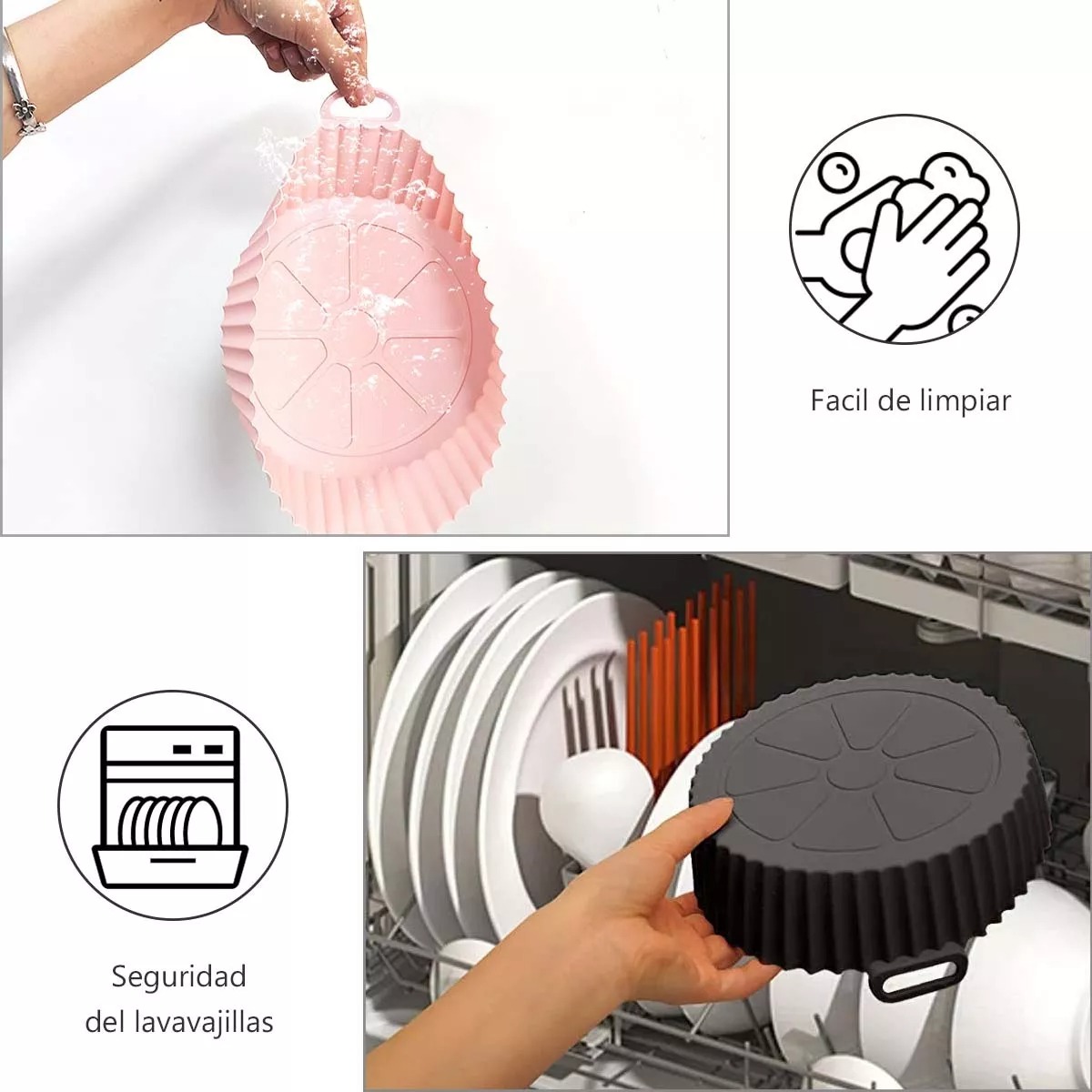 Molde Silicon Freidora Aire Circular Reutilizable 3 Piezas