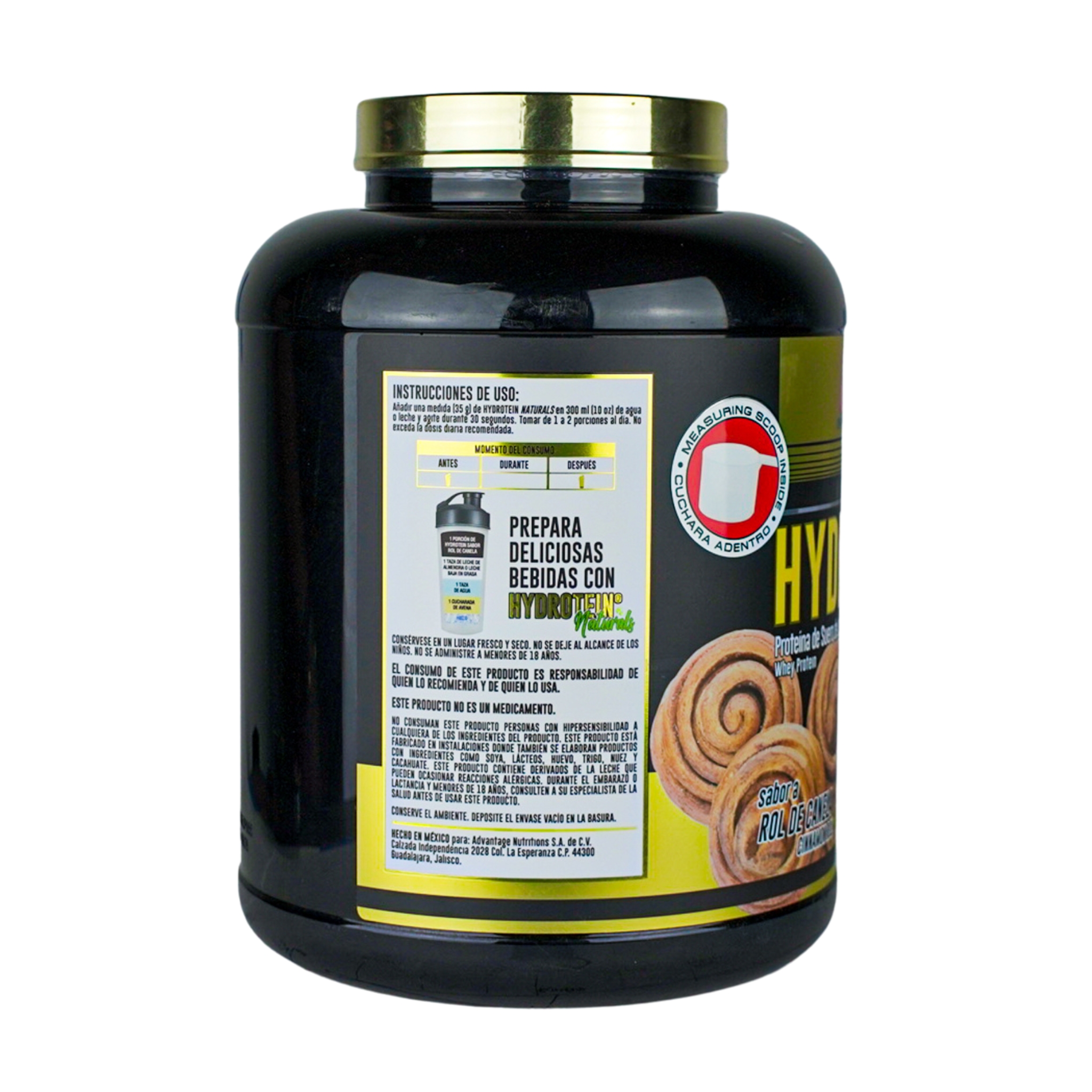 Advance Nutrition Hydrotein Naturals - Rol de Canela - Proteína de Suero Hidrolizado con Probióticos y BCAAs - Endulzada con Stevia y Monk Fruit | 2.27 kg