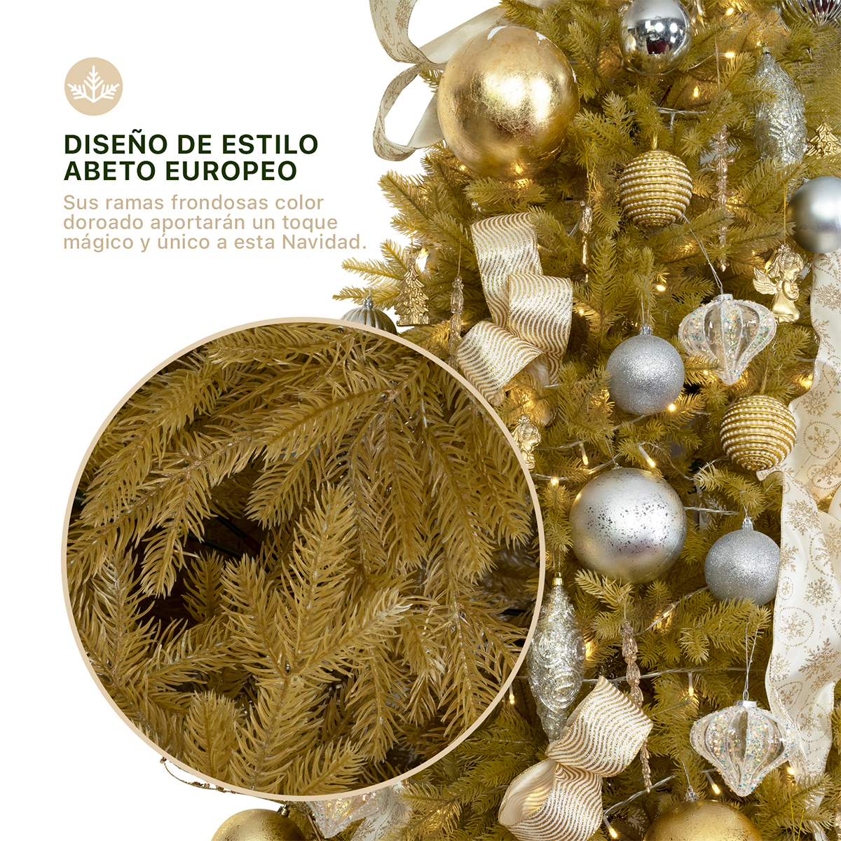 Árbol de Navidad Dorado Pino Navideño 2.5m 1600 Ramas - Dorado para ESQUIMAL