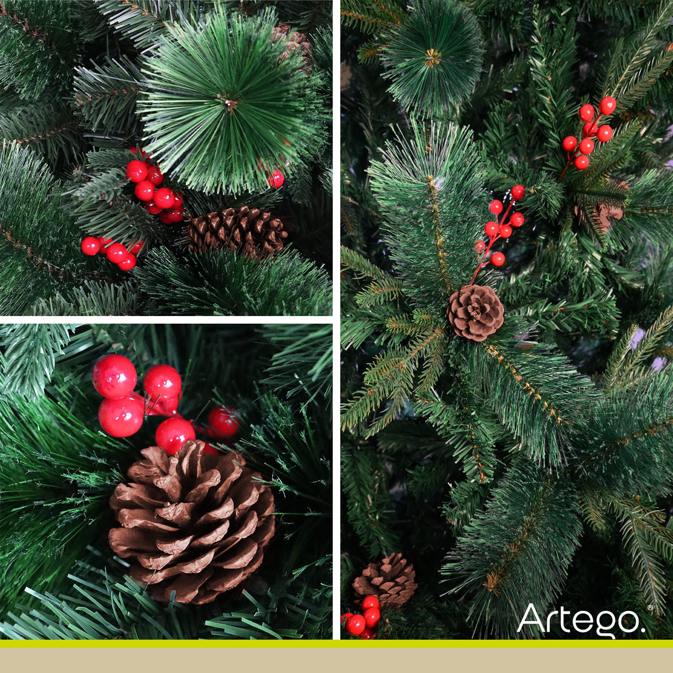 Árbol de Navidad Premium 2.80m Fraser Fir Artego Frondoso con 3100 Ramas Pino Artificial Navideño Maleta