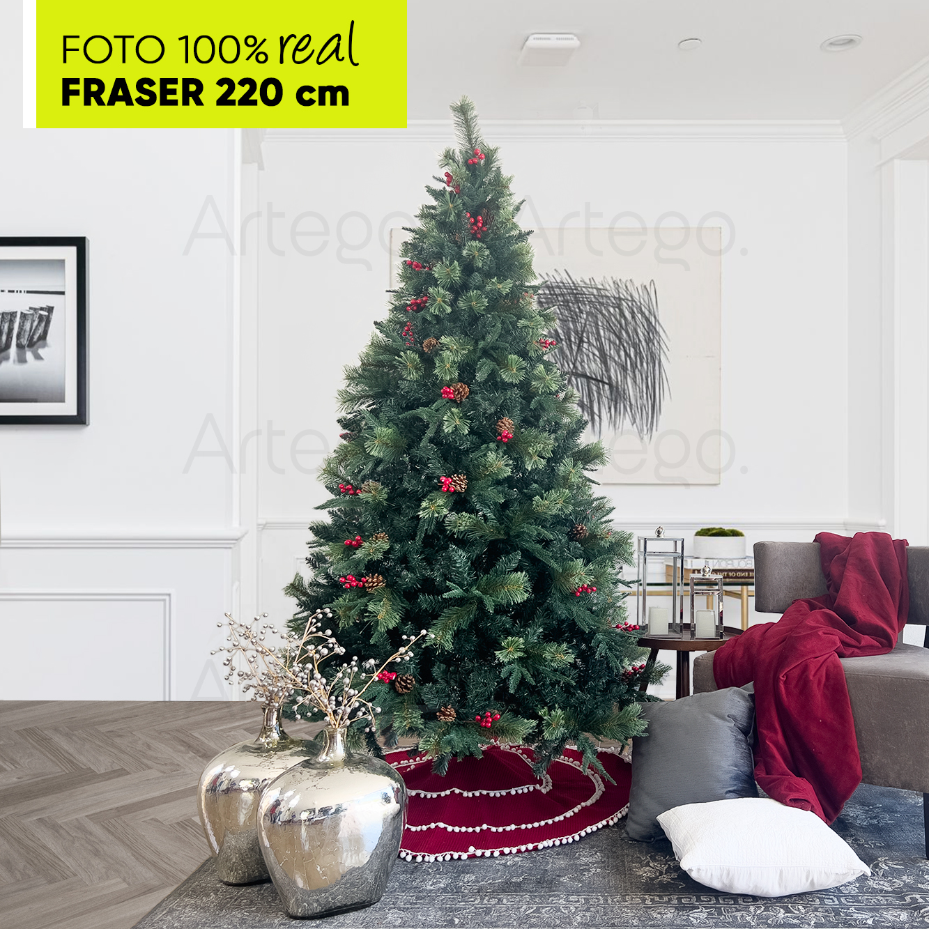 Árbol de Navidad Fraser Fir densidad premium 3 tipos de rama incluye maleta 220cm Artego