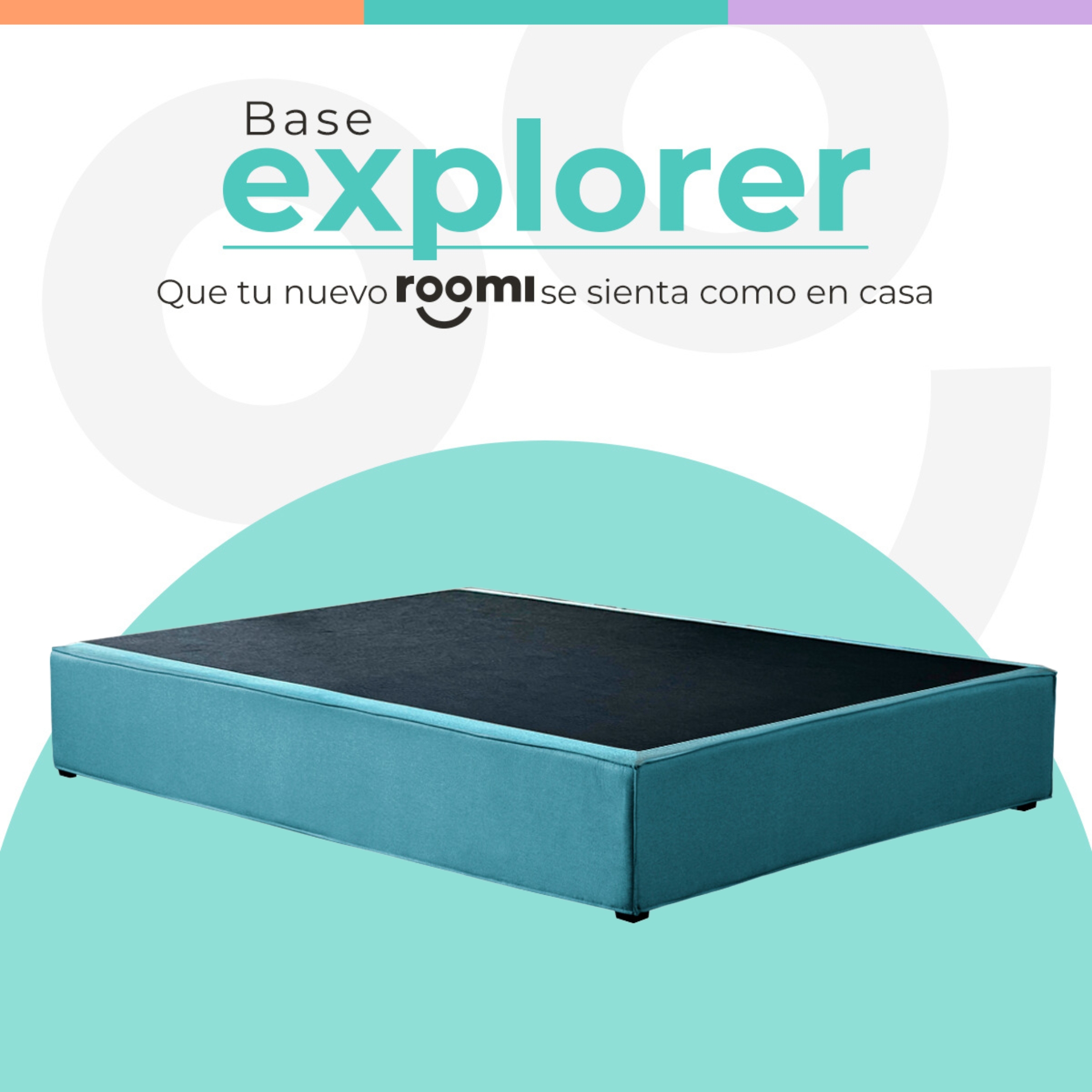 Base Queen Size Para Colchón Roomi Explorer Box Tapizado Azul