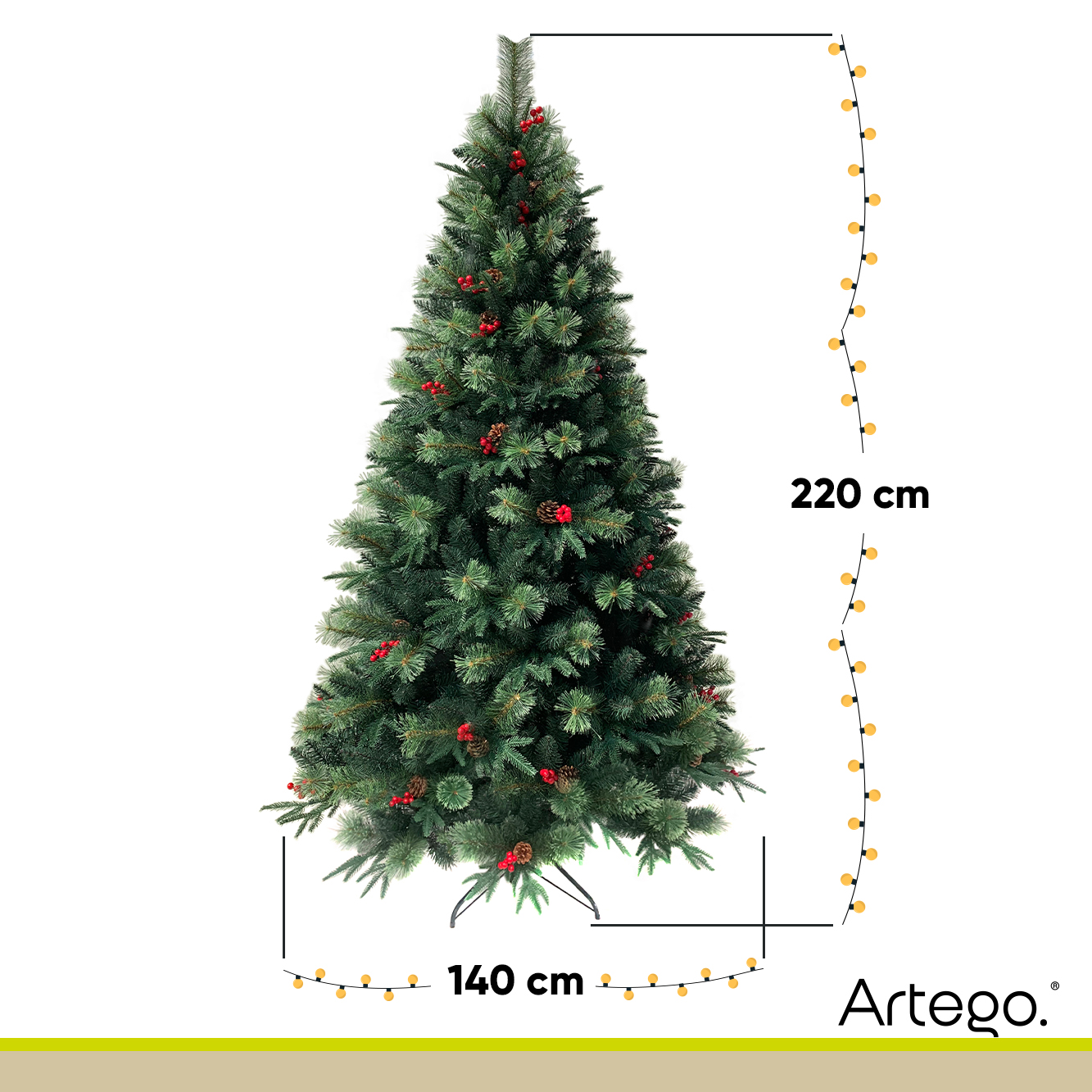 Árbol de Navidad Fraser Fir densidad premium 3 tipos de rama incluye maleta 220cm Artego