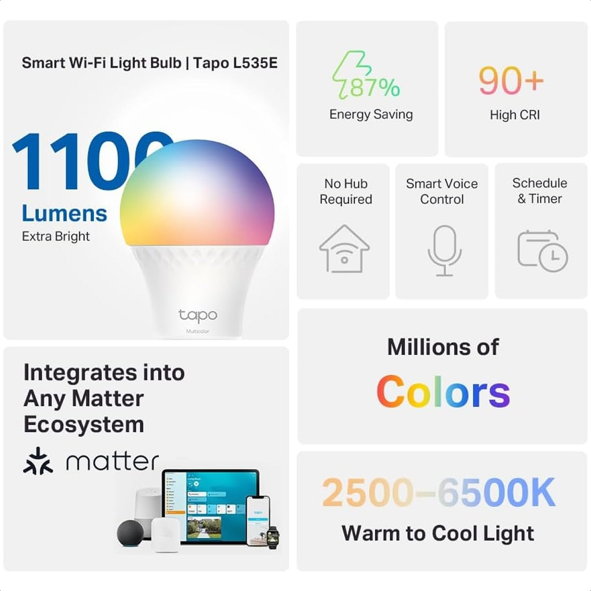 Kit 2 Focos Inteligente Tp-link Tapo L535E LED RGB Multicolor WiFi APP