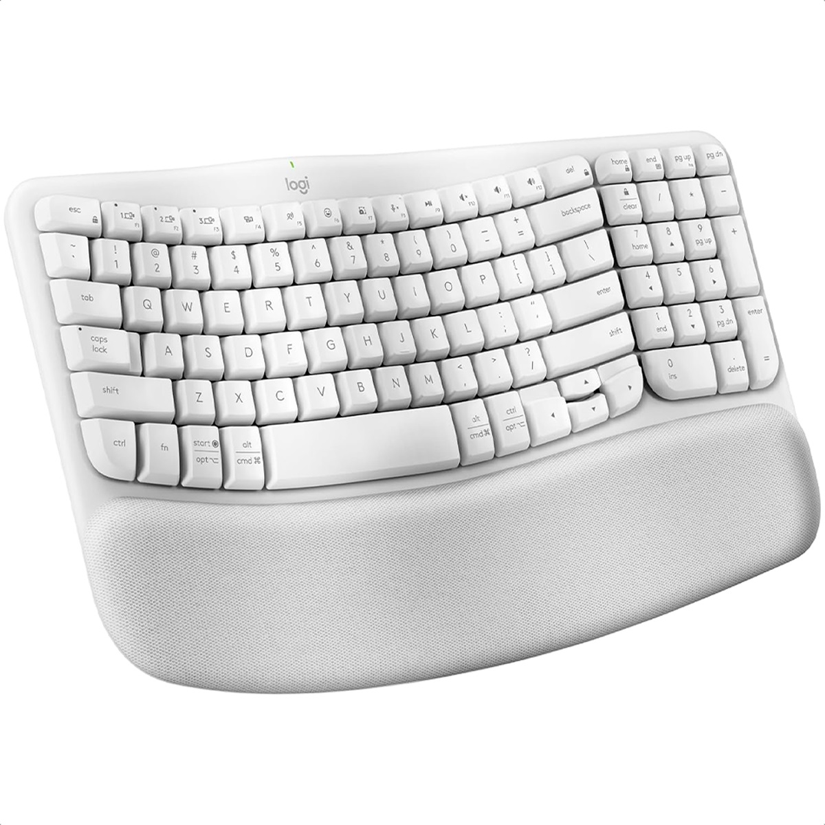 Teclado Logitech Wave Keys Inalambrico USB Y Bluetooth Con Reposamuñecas Blanco 920-012279
