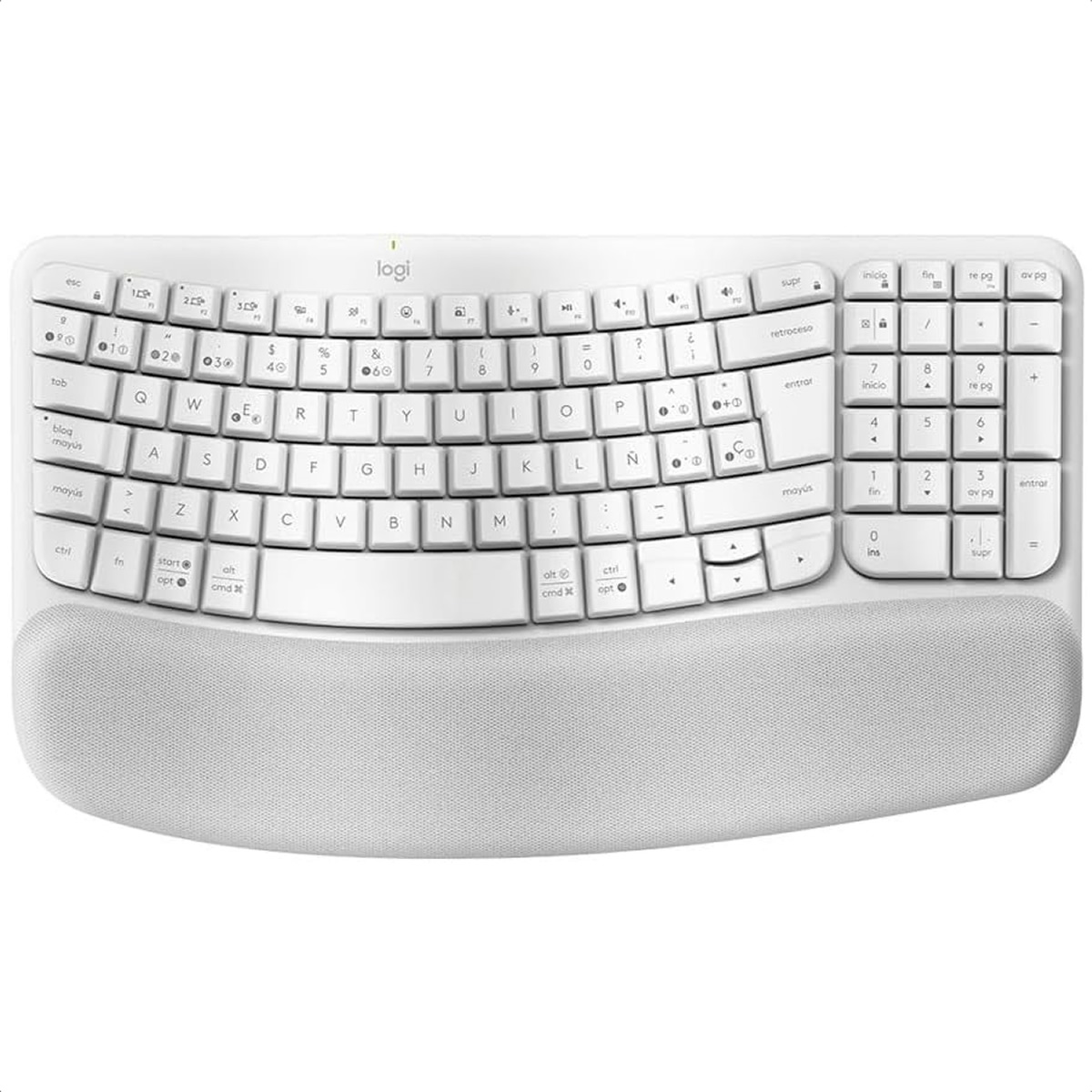 Teclado Logitech Wave Keys Inalambrico USB Y Bluetooth Con Reposamuñecas Blanco 920-012279