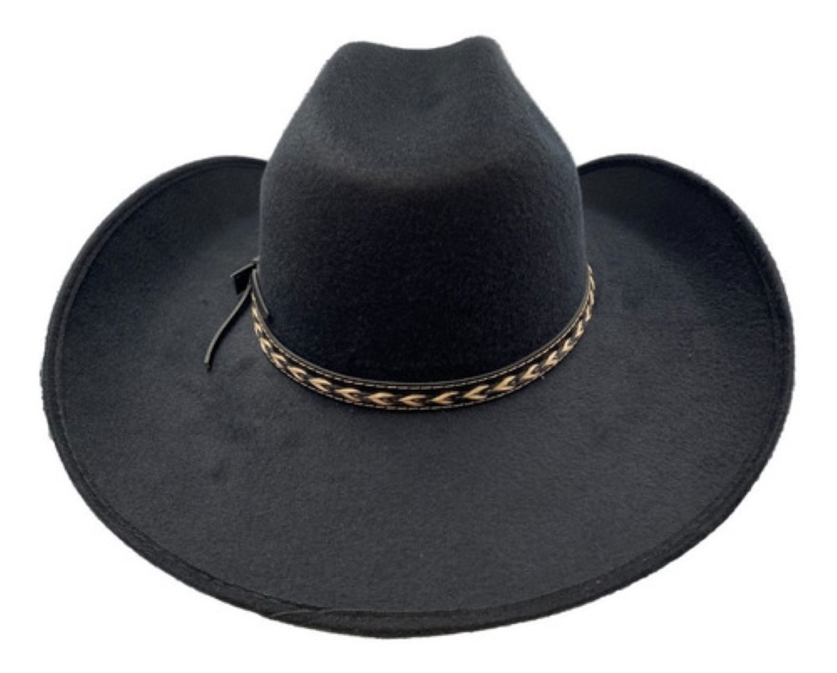 Sombrero Vaquero Moda Texana 100% Lana Unisex Horma Elegante negro TALLA L