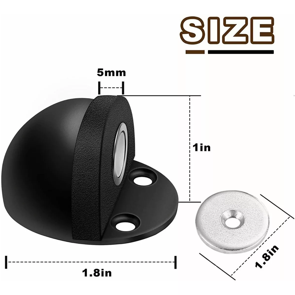 Protector De Pared 4 Topes Magnéticos Con Imán P/ Puerta Negro