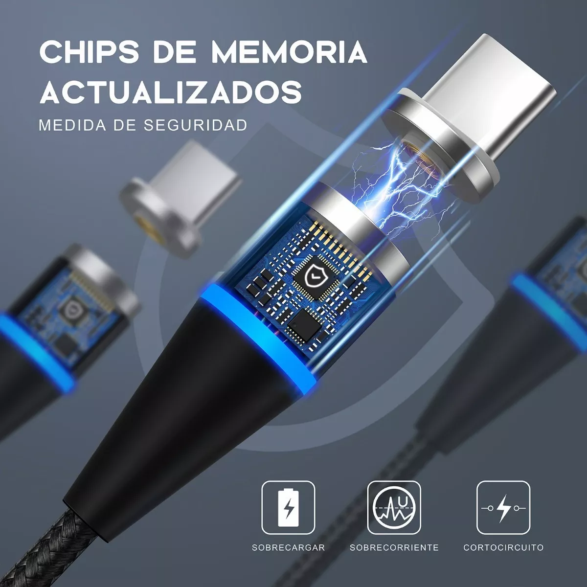 Cable Magnético Iman 3en1 Carga Rápida Usb V8 Ip Tipoc Rojo
