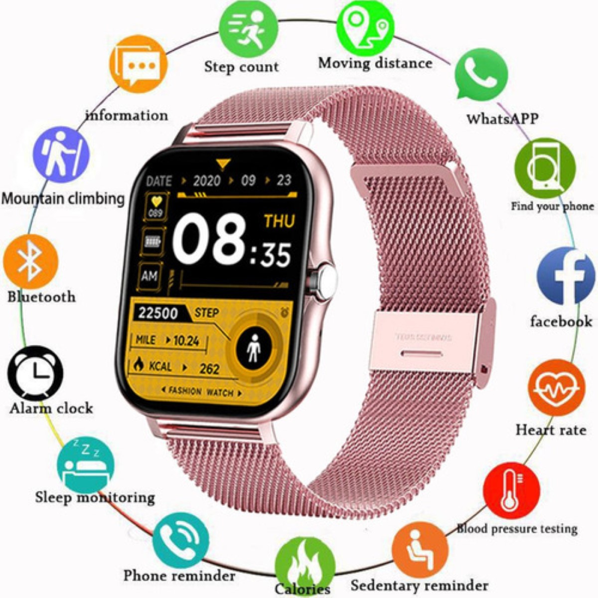 Reloj Inteligente Bluetooth Deportivo Smartwatch Impermeable rosa