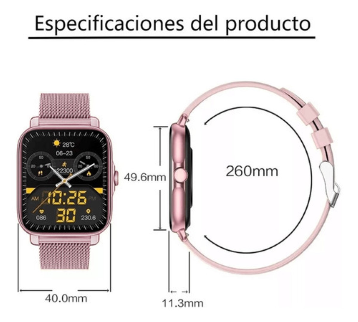 Reloj Inteligente Bluetooth Deportivo Smartwatch Impermeable rosa