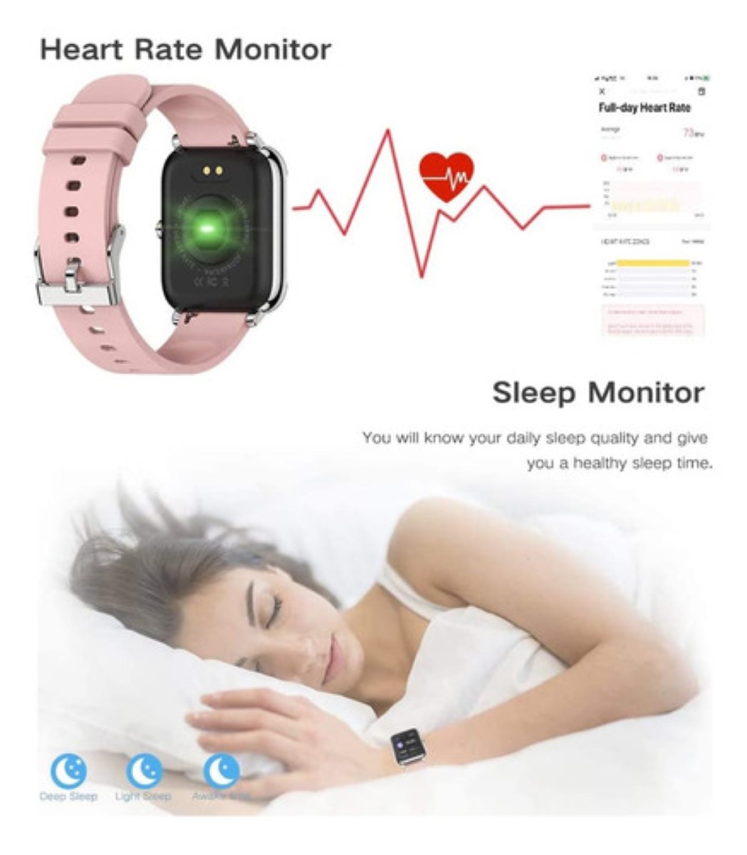 Reloj Inteligente Bluetooth Deportivo Smartwatch Impermeable rosa