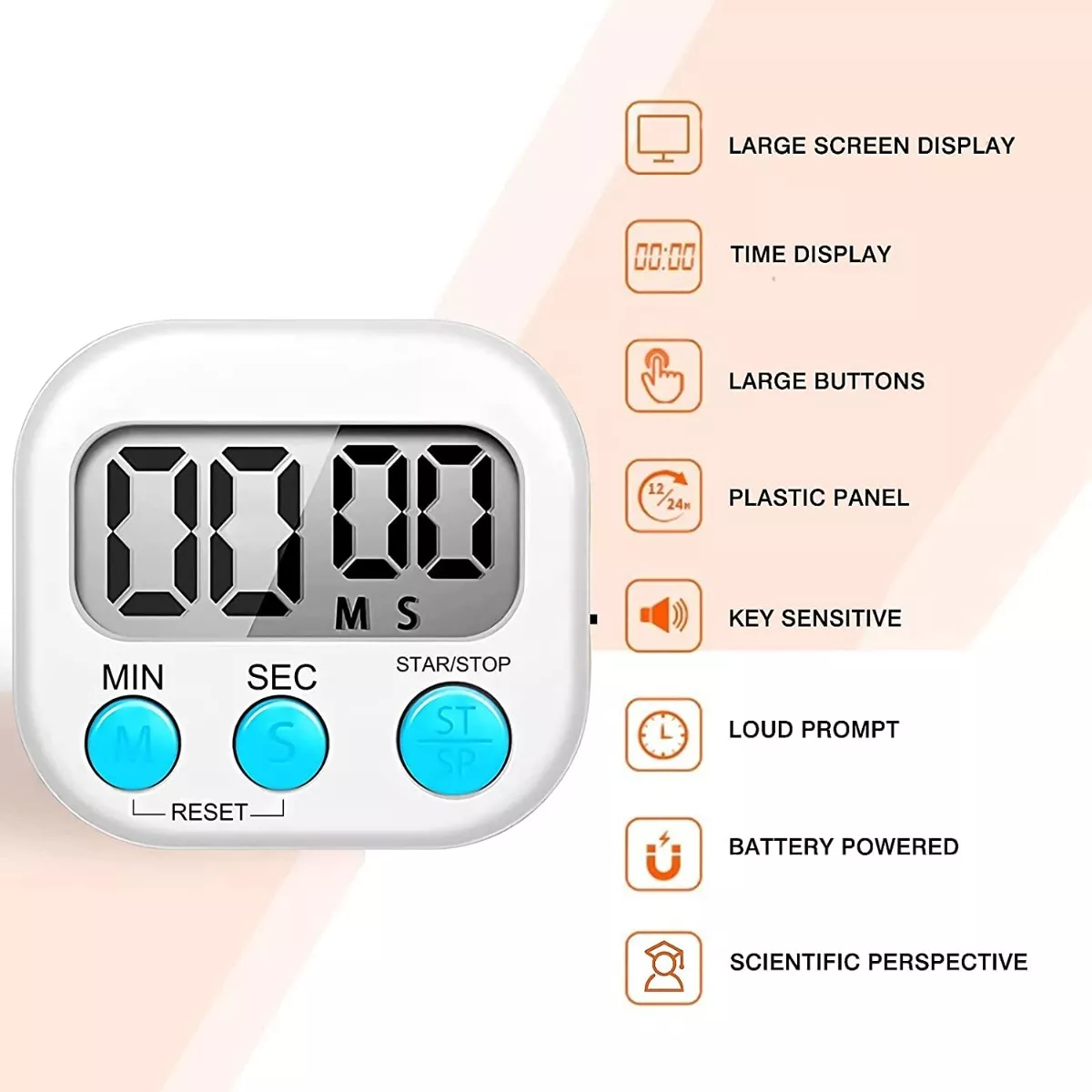 Temporizador Digital Con Soporte Magnético Para Cocina 2 Pcs