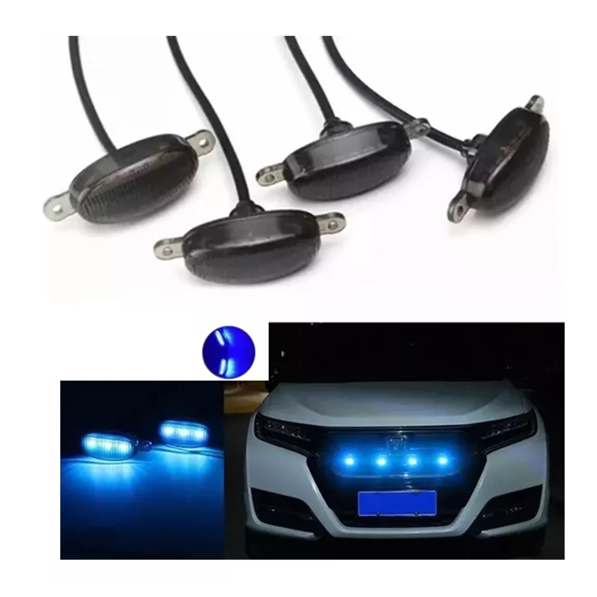 Kit 4 Luz Led Parrilla Universal Raptor Ámbar Con Cable Drl Ice Blue