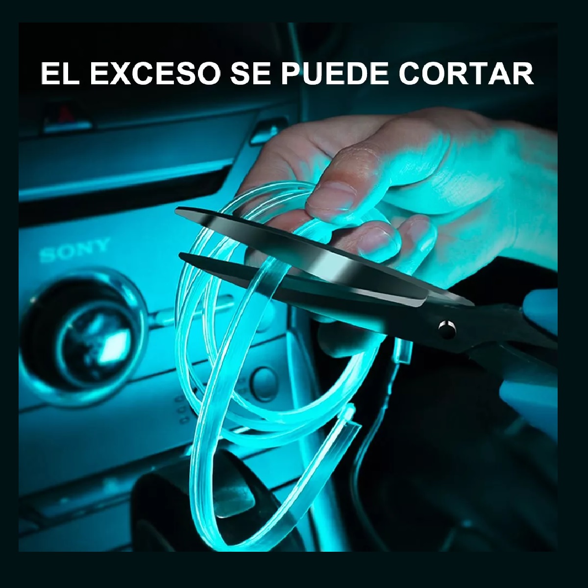 2pcs Wire Hilo 4m Luminoso Luz Neon Cable Tron Tira Led Auto Azul