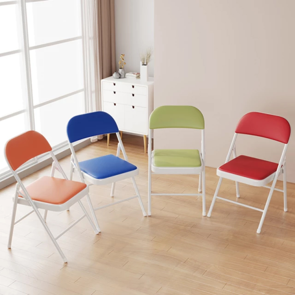 Ilios Innova | Paquete de sillas plegables acolchonadas impermeables para exteriores con estructura metálica resistente y base antideslizante color rojo