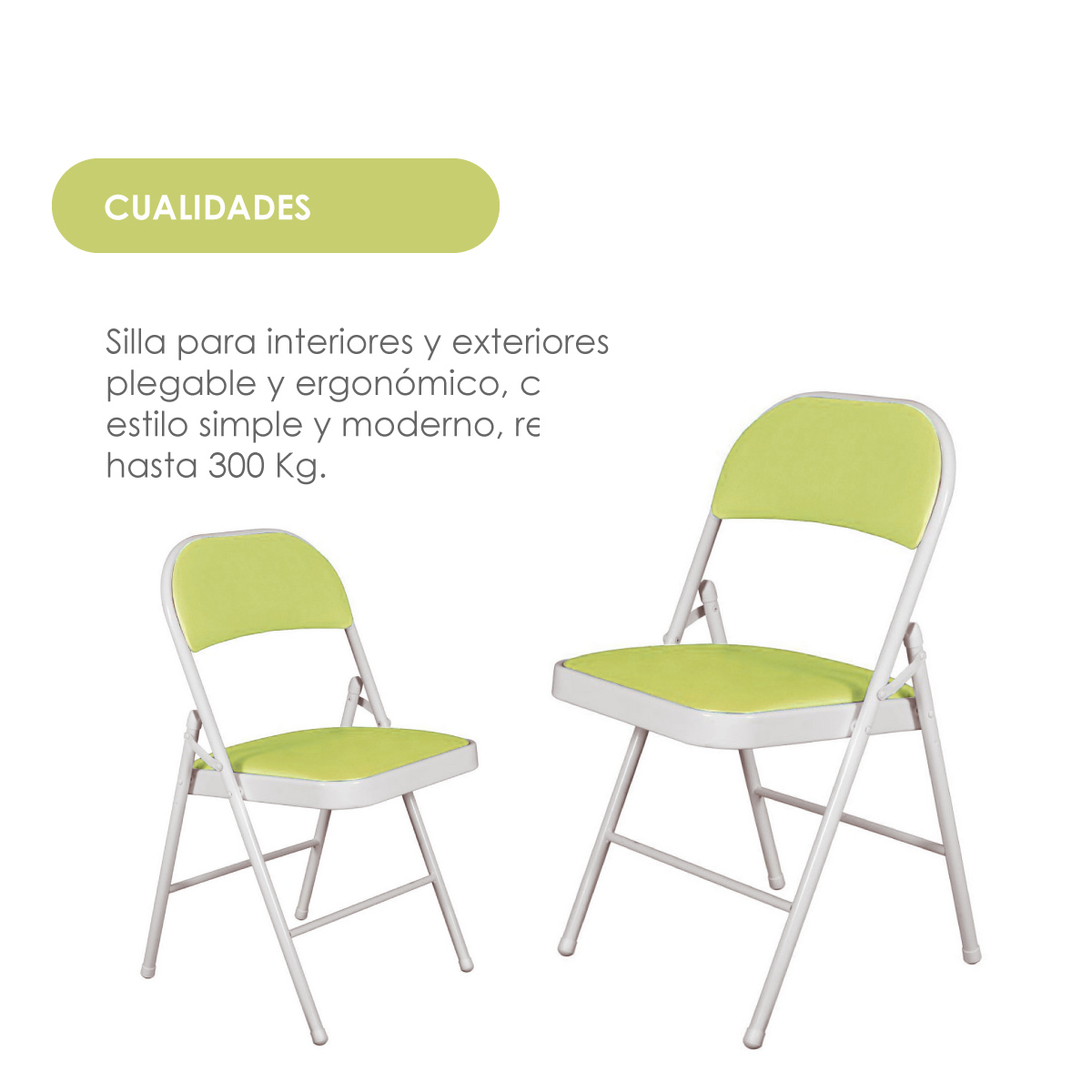 Ilios Innova | Paquete de sillas plegables acolchonadas impermeables para exteriores con estructura metálica resistente y base antideslizante color verde