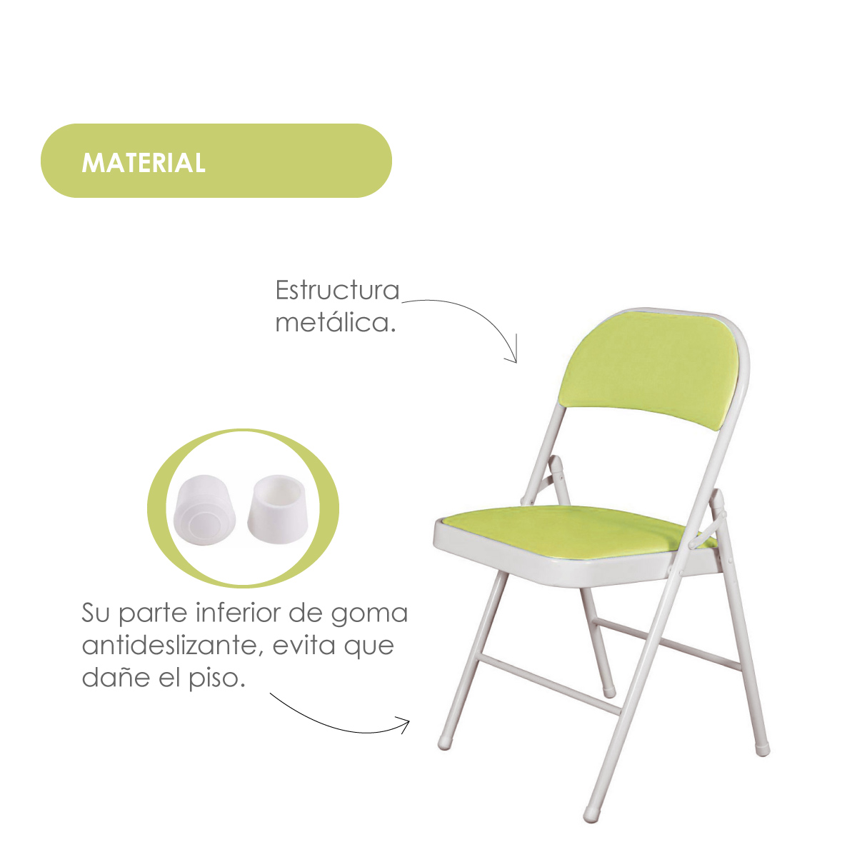 Ilios Innova | Paquete de sillas plegables acolchonadas impermeables para exteriores con estructura metálica resistente y base antideslizante color verde